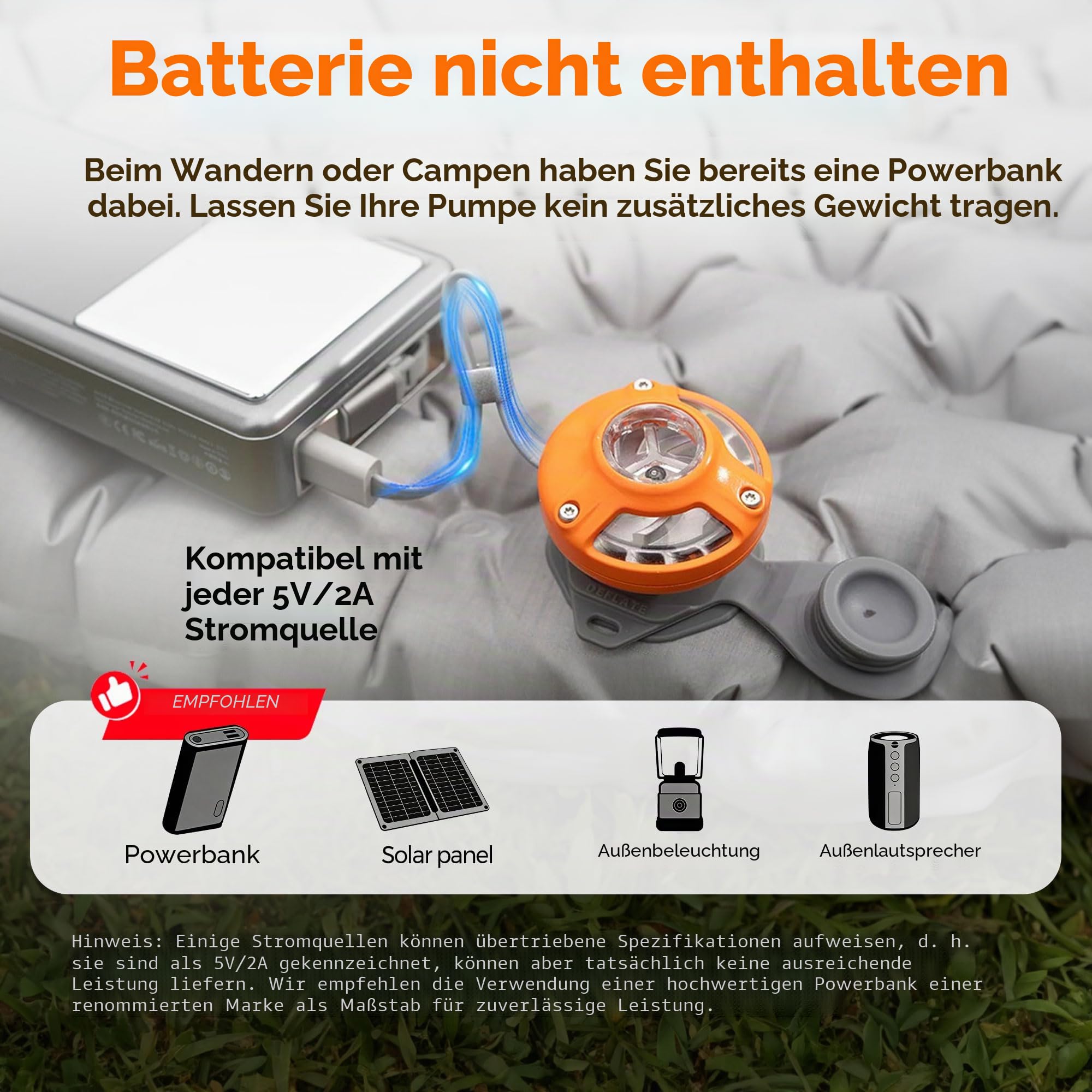 Aerogogo GIGA Pumpe Luftpumpe für aufblasbare Gegenstände, nur 28.3 g Ultra-Mini Tragbare Luftmatratzenpumpe für Ultraleichte Campingausrüstung, Pool Floats Luftbett Luftmatratze
