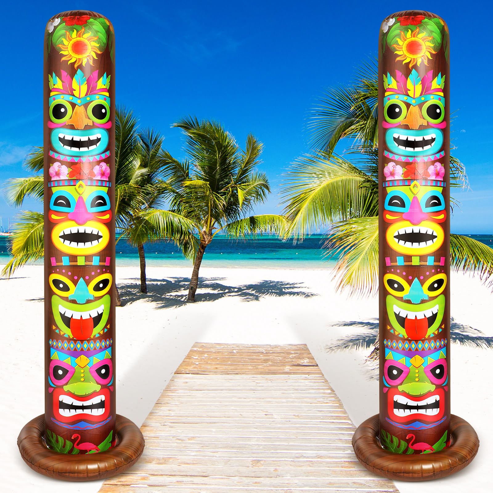 Photo 1 of Leyndo 6 Ft Inflatable Tiki Decorations (2 Pack)