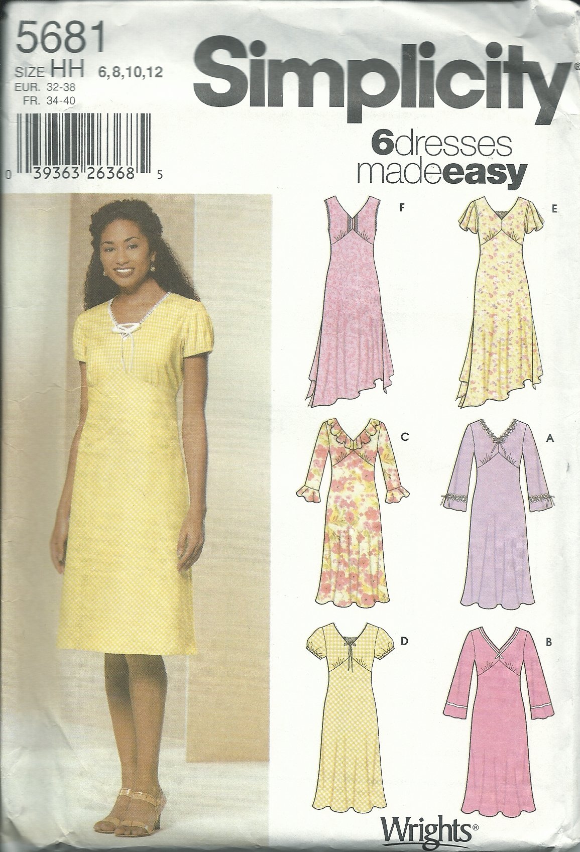 Patron de couture femme Simplicity 5681hh 6 robes en tailles 34-40 pour style personnalisé
