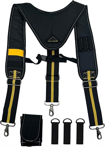 Infithvac Padded Tool Belt Suspenders 3 Hook Swivel Suspenders for Tool Belt Hea