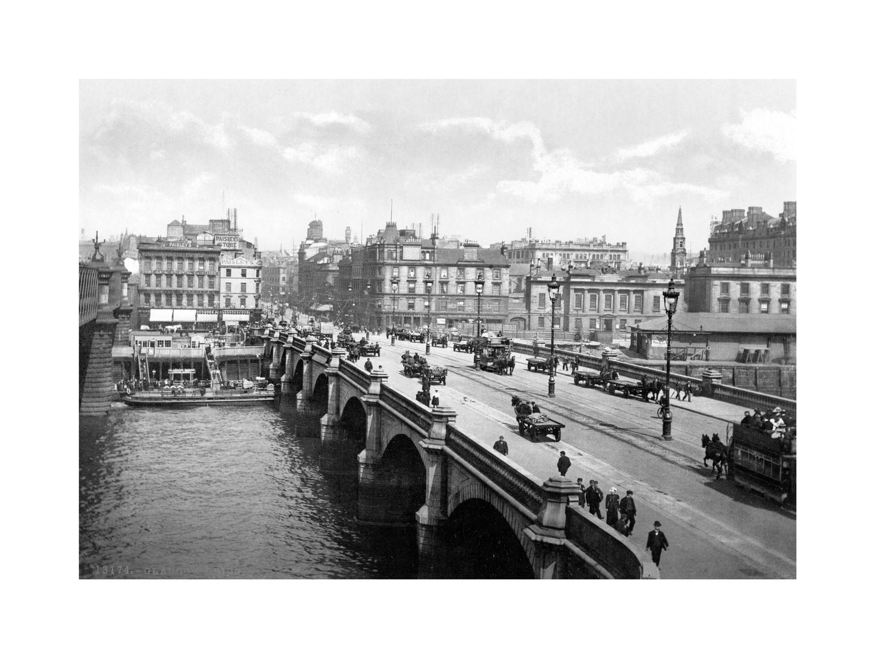 Wee Blue Coo Vintage Photo Glasgow Bridge Scotland Wall Art Print