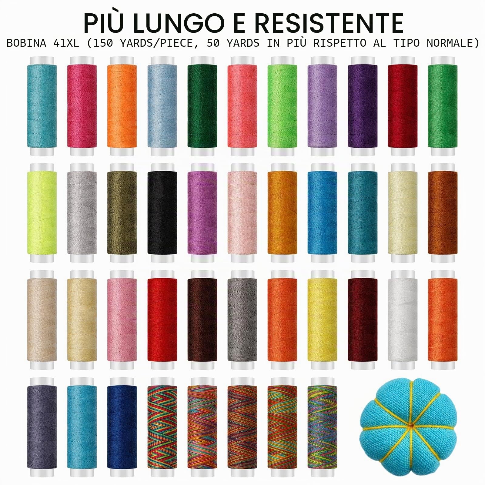 MARQUEEN Grande kit da cucito professionale, 200 accessori da cucito di alta qualità, con forbici da sarta, 41 bobine di filato XL e 30 aghi, adatto per viaggiatori, adulti, bambini
