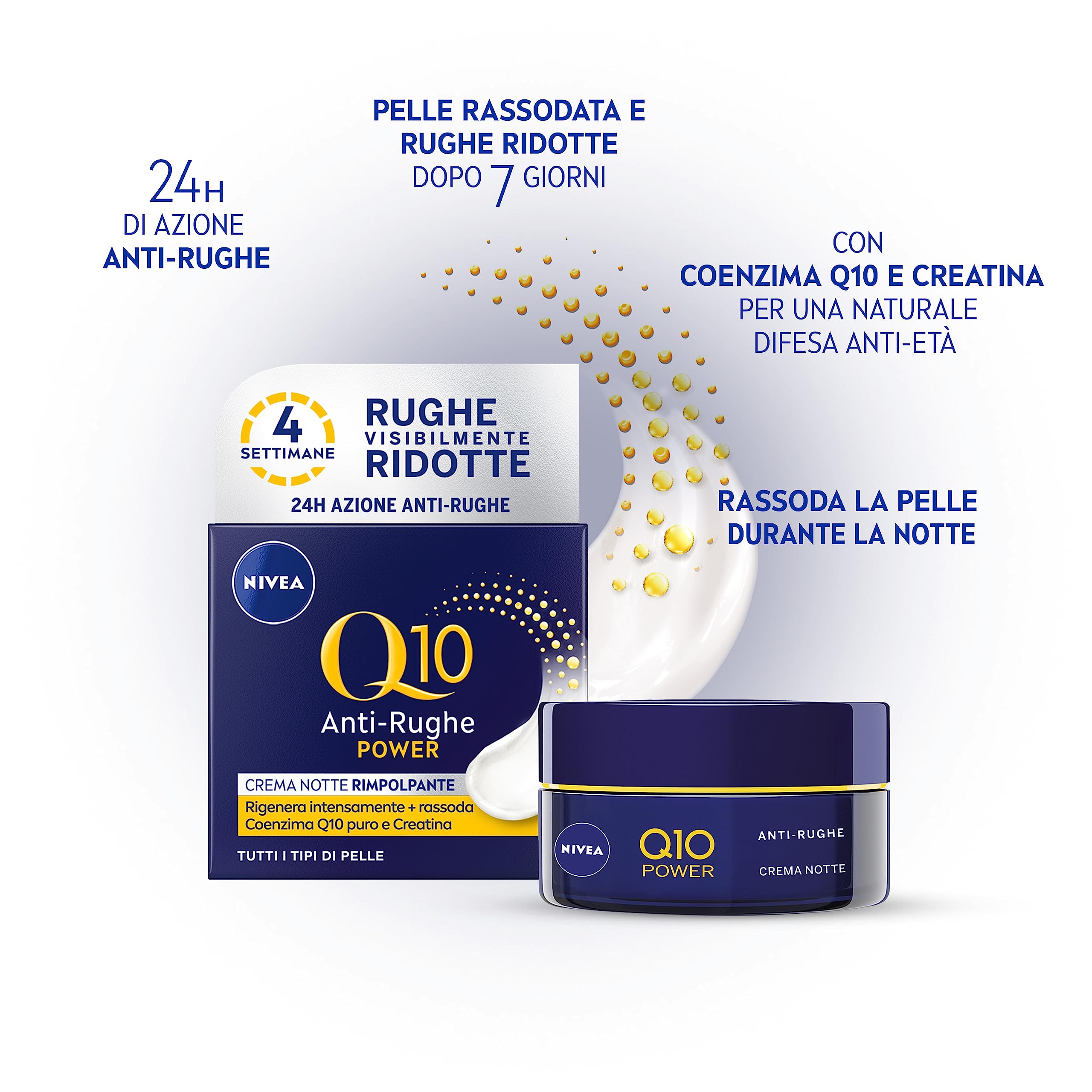 Nivea Q10 Power krem na noc do twarzy odmładzający, przeciwstarzeniowy, 24 godziny nawilżania, regenerujący krem przeciwzmarszczkowy z kreatyną i koenzymem Q10-2 słoiki 50 ml