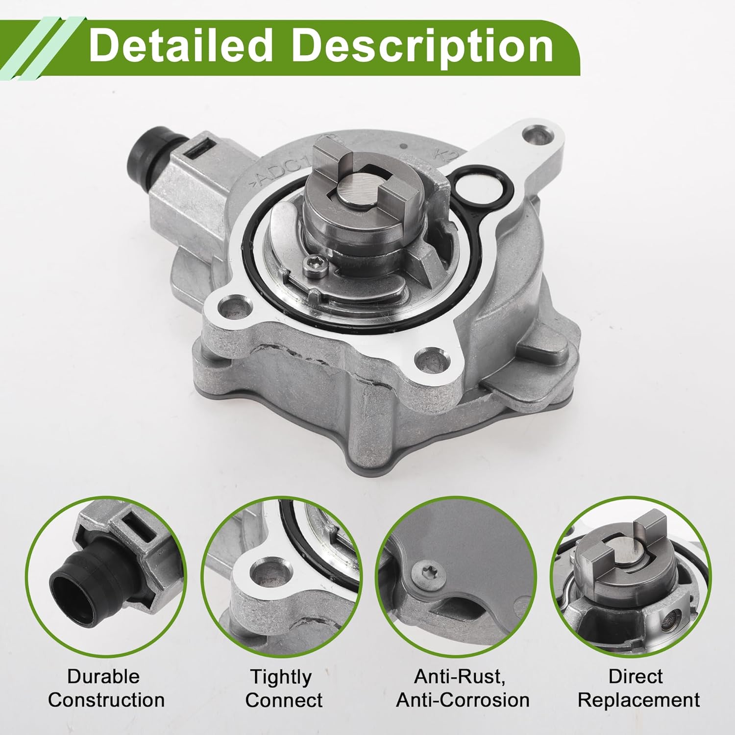 Brake Vacuum Pump No.BB5E2A451BB Engine Vacuum Pump for Land Rover Discovery 2L 2015-2016 Aluminum Alloy Silver Tone 1 Pc
