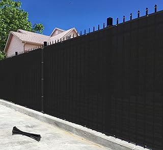 5' x 25' Privacy Fence Screen Black Net Fencing 90% Privacy Blockage Windscreen Mesh Shade Cover with Copper Grommet for Patio Backyard Garden Swimming Pool, Zip Ties Included