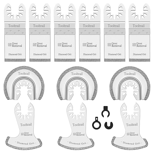 12 hojas de sierra de diamante para herramienta oscilante, hoja de extracción de lechada con 3 adaptadores, kit profesional de cuchillas