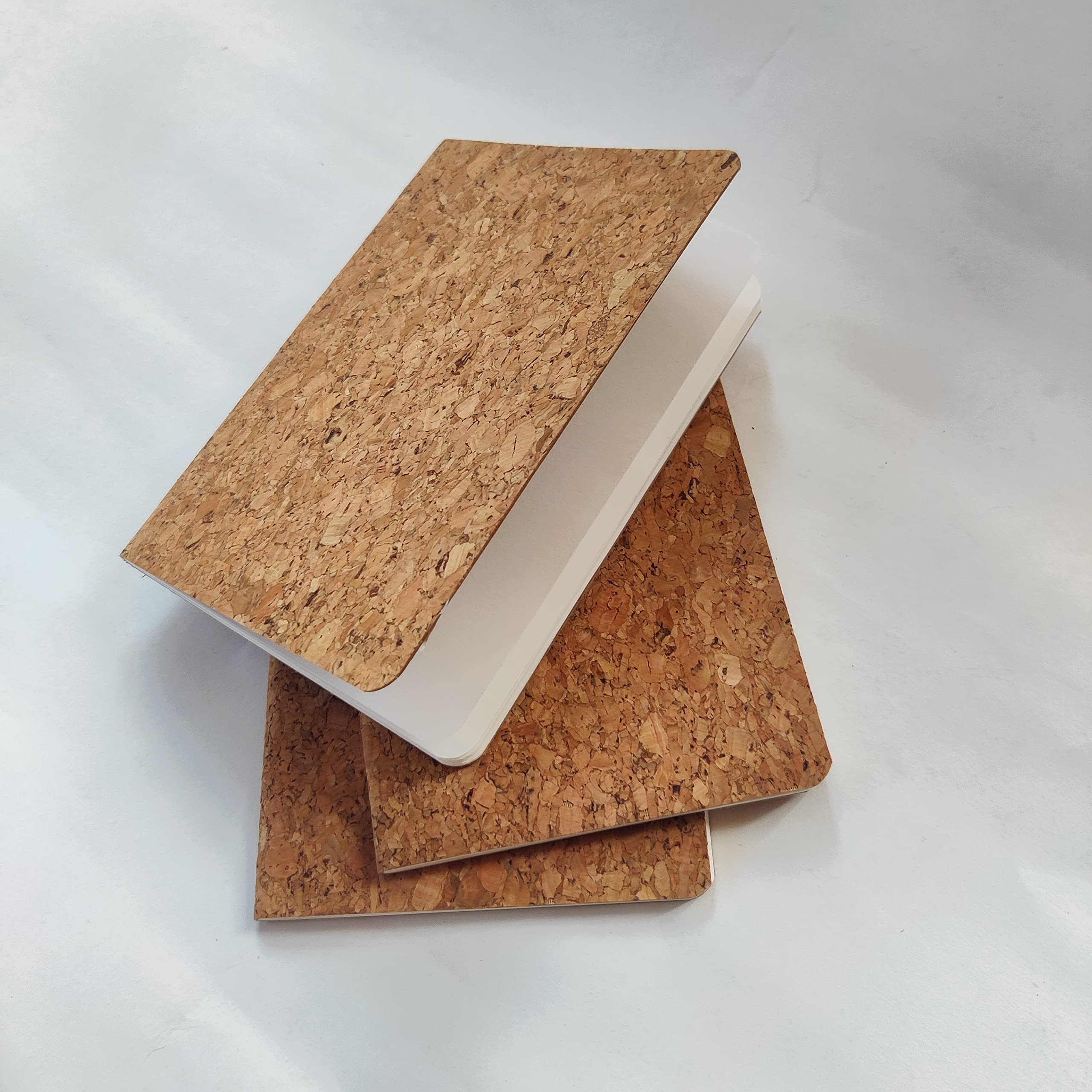 INNAXA Cork Cover A6 Notebook, Blank 64 Pages, Travel Journal, 64 Blank Pages/ 32 Sheets - (80gsm Pack of 3)