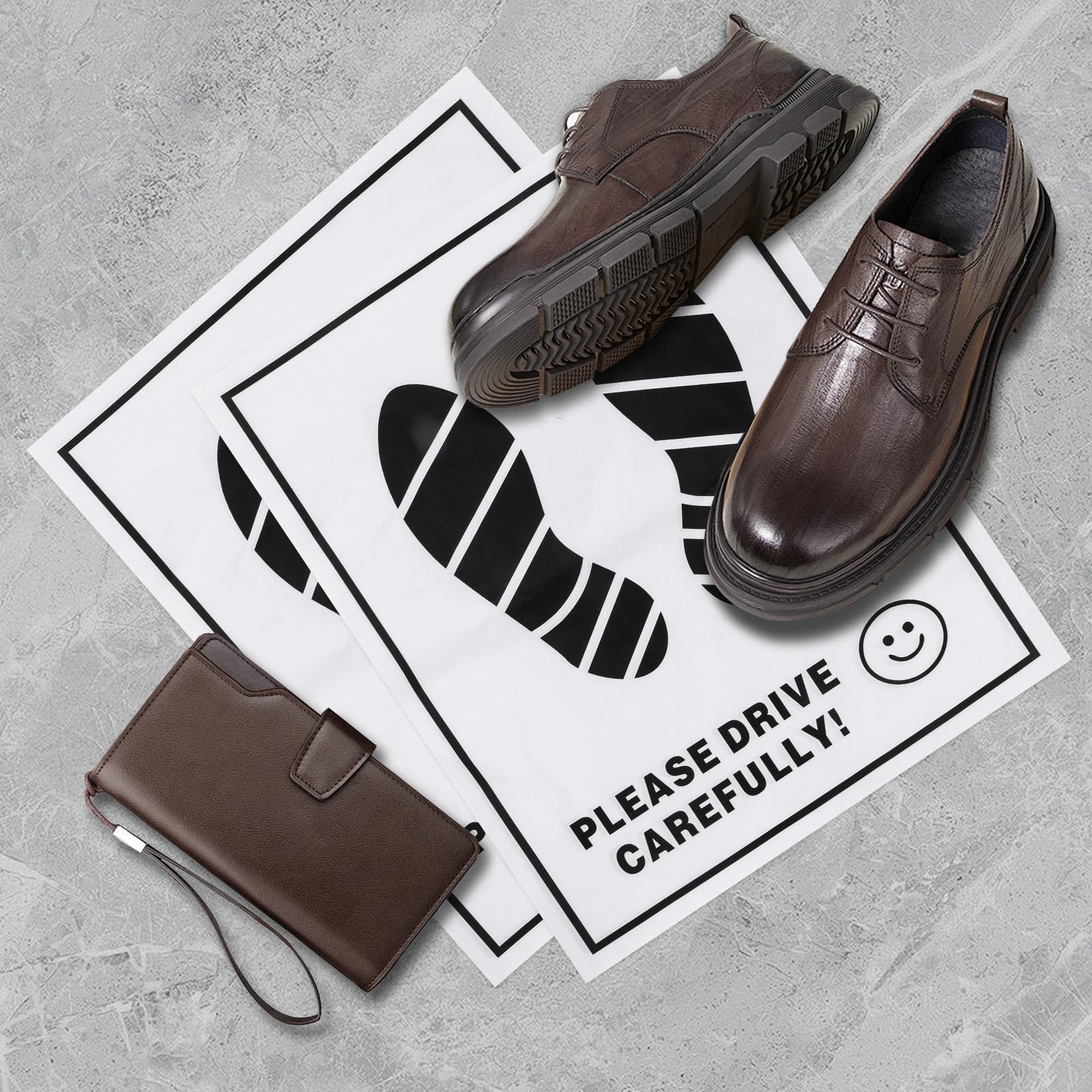 100 Pcs Paper Car Floor Mats - 20x16 Disposable Auto Floor Pads with Footprint Words Bulk White Kraft — view 7