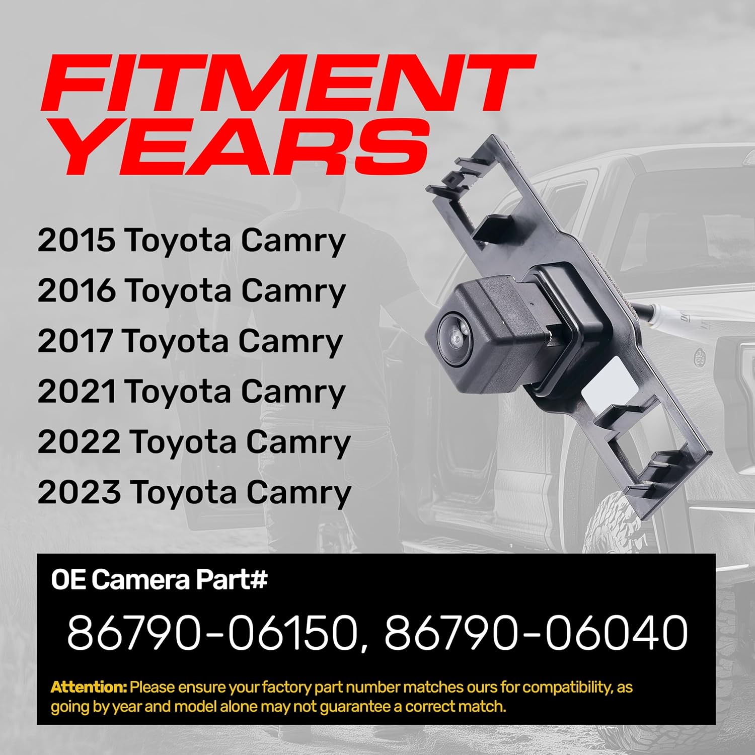 Master Tailgaters Replacement for Toyota Camry (2015-2017, 2021-2023) Backup Camera OE Part # 86790-06040, 86790-06150