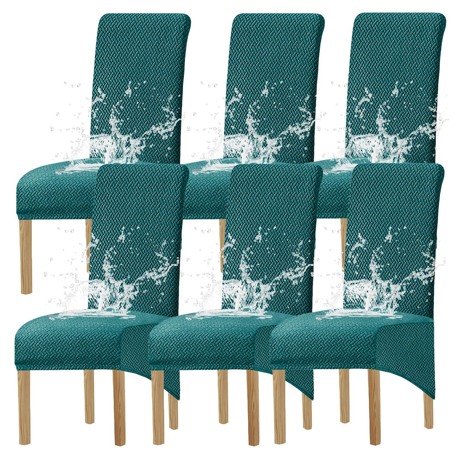 Coprisedie con Schienale Impermeabile Set da 6,Coprisedie da Cucina Elasticizzati Antiscivolo,Coprisedie per Sala da Pranzo Quattro Stagioni per Casa Cucina Banchetti Hotel(Dark Green)