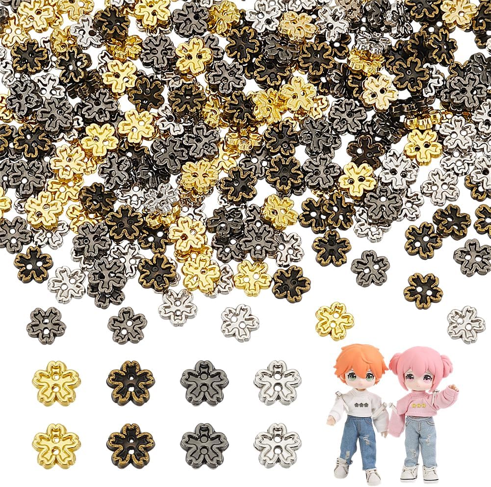 FINGERINSPIRE 104 Pcs 4 Colors Sewing Mini Tri-Glide Buckles Emboss Flower Pattern Metal Adjuster Buckles 10mm 12mm 15mm Adjustable DIY Patchwork Buckle for Doll Clothing Bag Shoe Purse Accessories