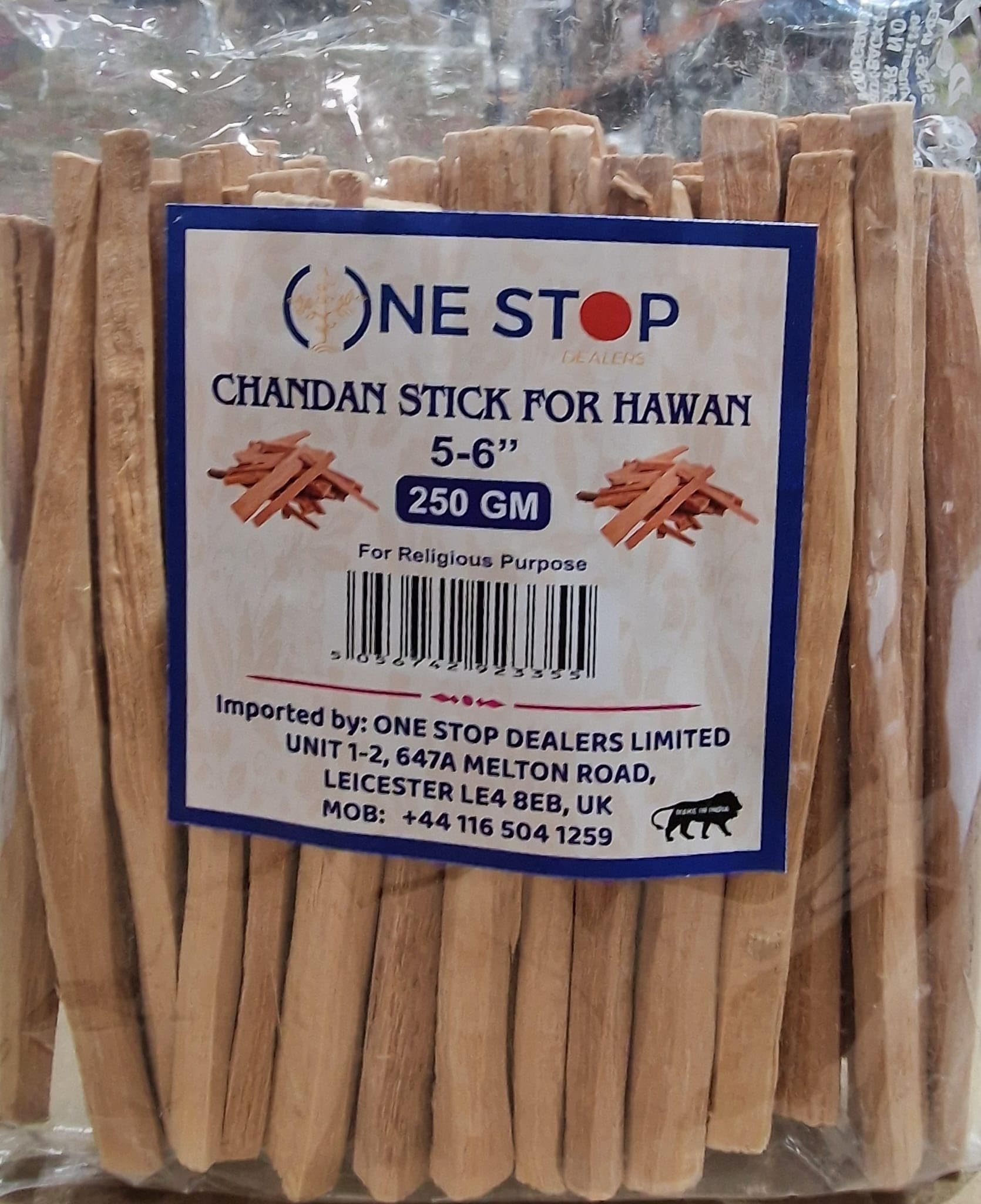 One Stop Dealers Chandan Sticks for Hawan 5–6 Inch (250g) – Natural Sandalwood Sticks for Havan, Pooja, Yagna Rituals – Fragrant Sacred Wood for Religious Ceremonies & Spiritual Practices (Pack of 1)