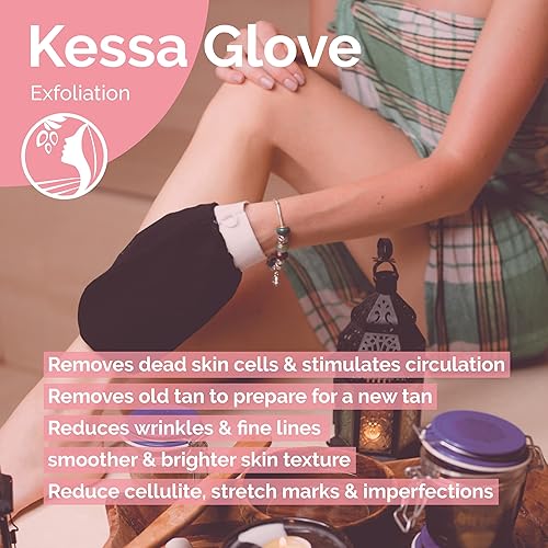 Miniatura 2 de Fatima's Garden Exfoliating Kessa Glove - Limpiador natural para spa, negro (1 guante)