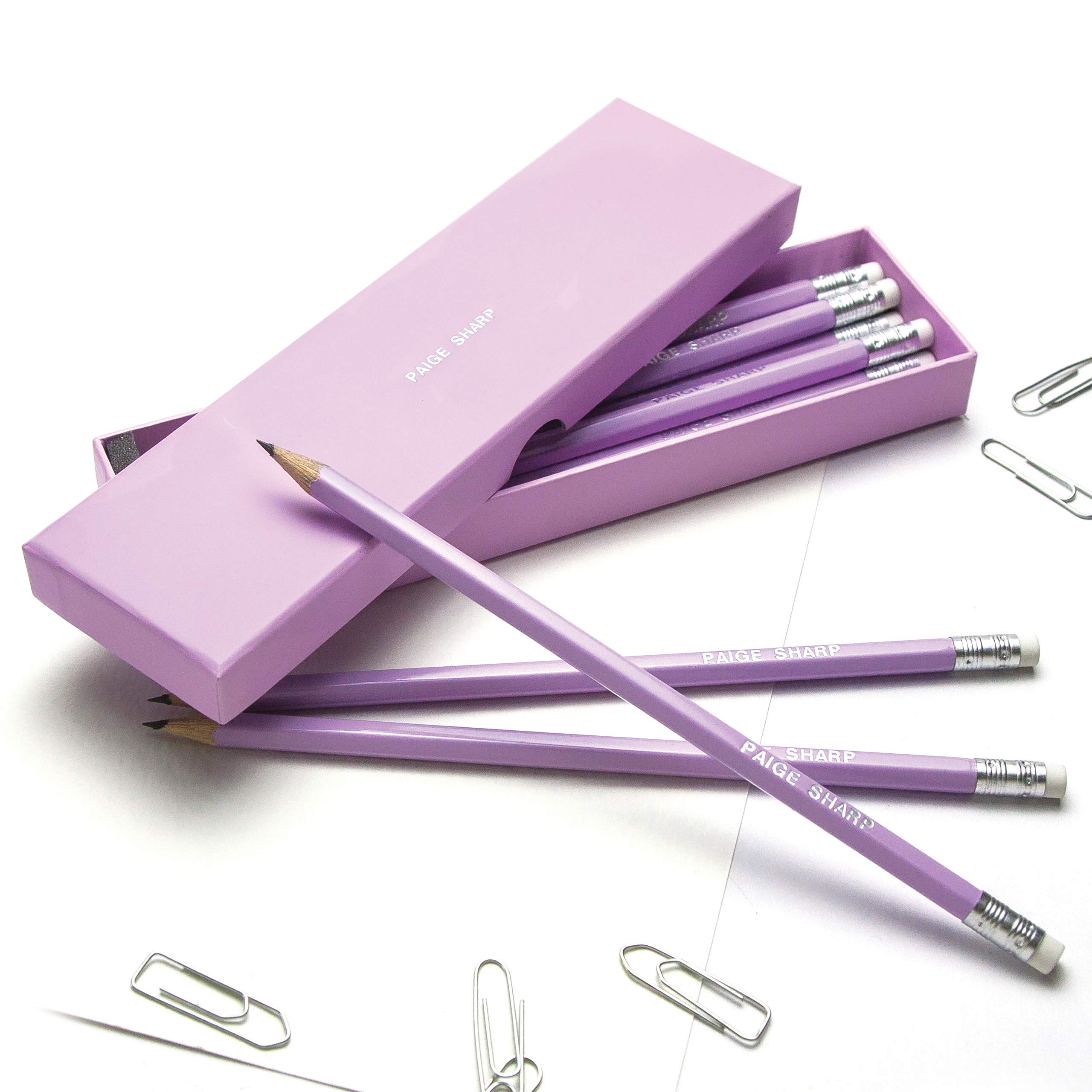 That's My Pencil - Personalised Pencils in a box - Personalised with Name embossed in silver 12 Premium Quality German Made Pencils (Lilac) — image 1