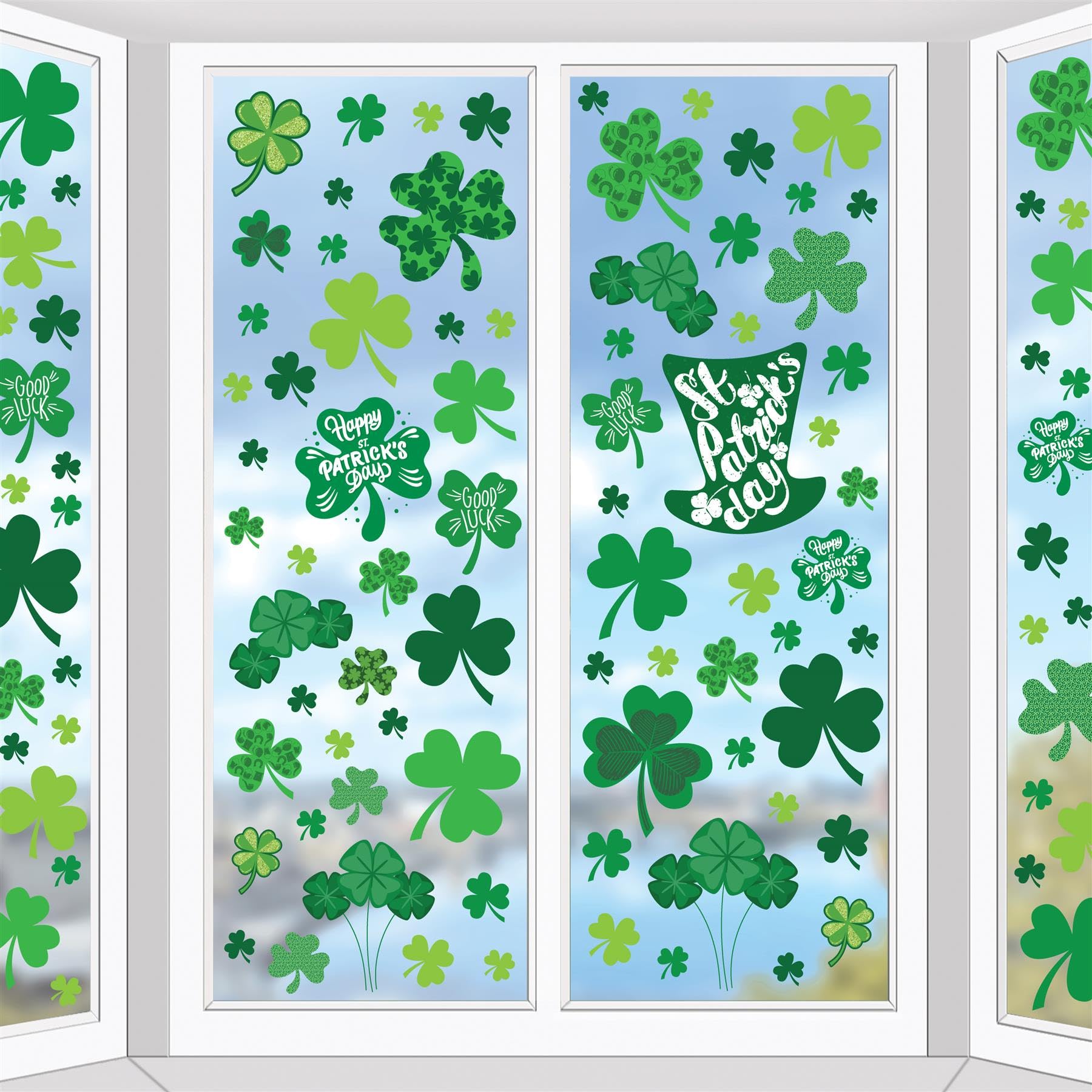 Walplus St Patrick Day's St Patricks Day Window Stickers Double Sided St Patrick Window Stickers Reusable St Pats Window Stickers Removable Spring Window Stickers St Patricks Day Decorations 114 Pcs