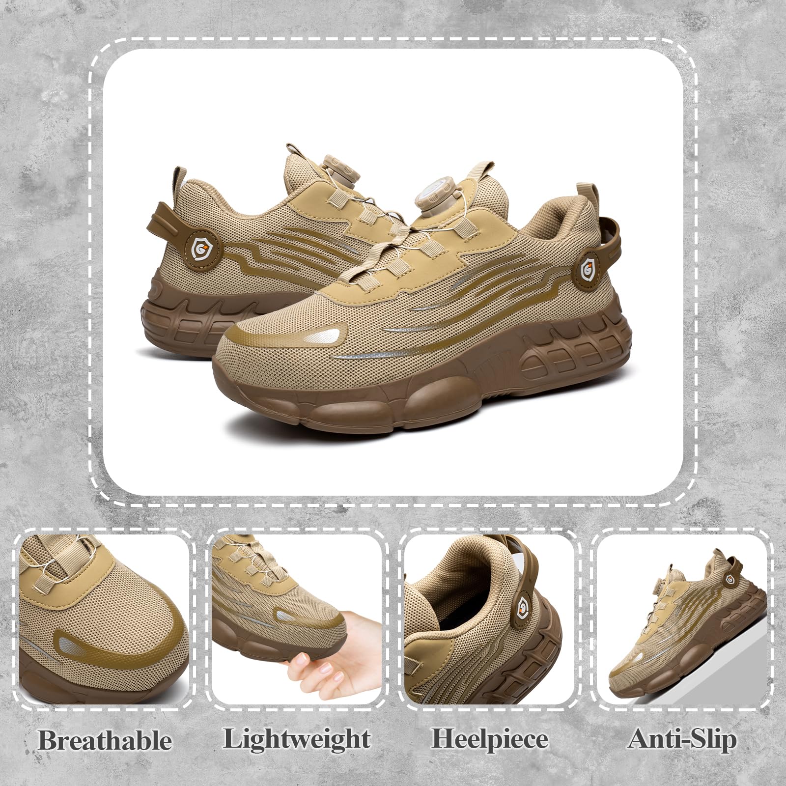 Zapatos de Seguridad con Puntera de Acero Transpirable Ligero Liberación Rápida 36-46 EU