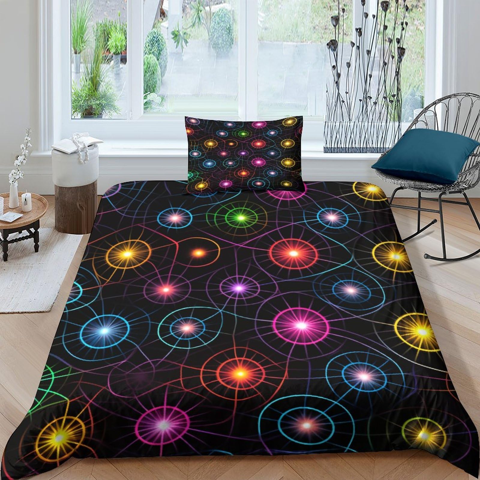 Parure de lit chatons 135x200cm en microfibre 3D avec housse de couette