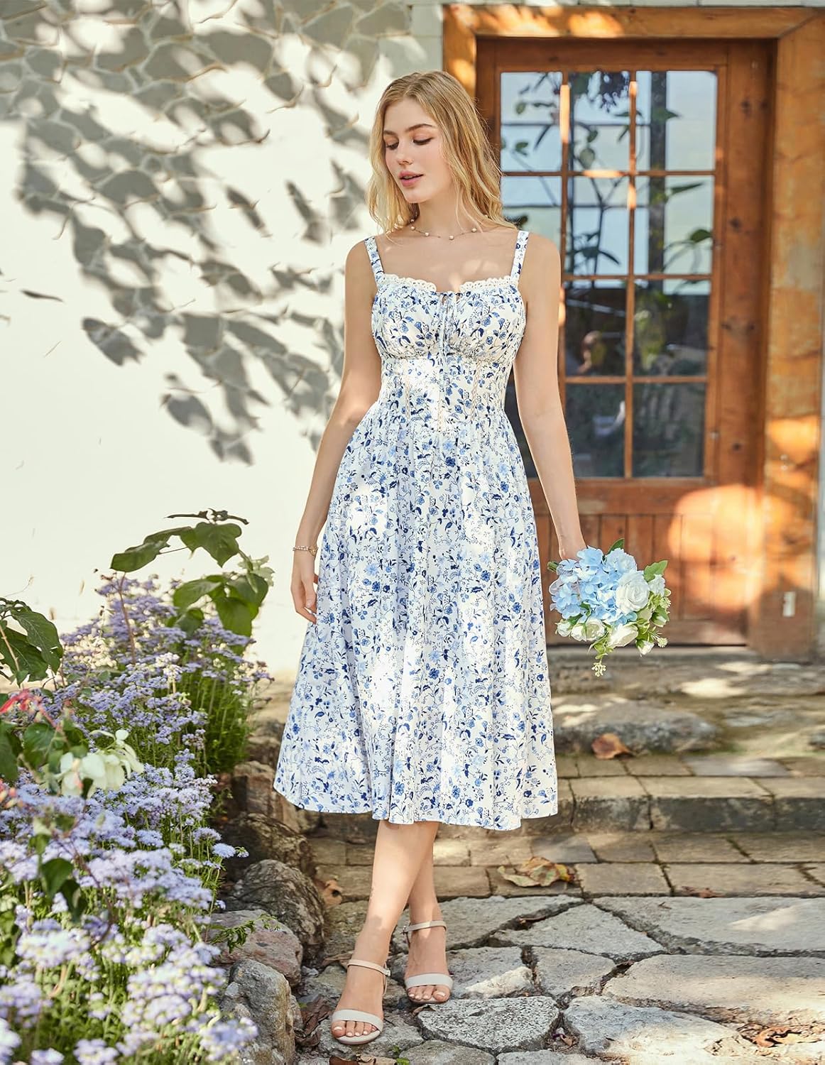 Scarlet Darkness Women 2026 Floral Corset Dress Summer Milkmaid Sundress Wedding Guest Dresses with Pockets - Image 8