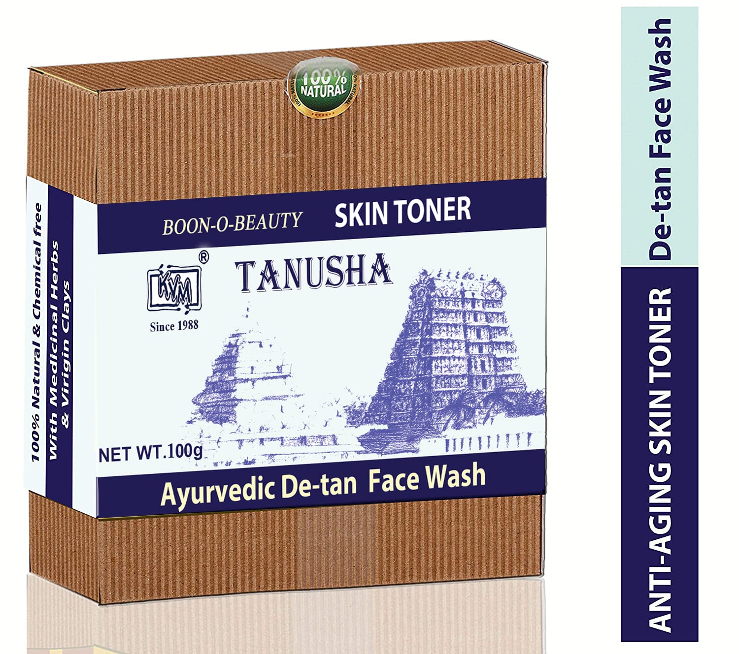 KVM Tanusha Anti Aging Skin Toner and De-tan Face Wash, Ayurvedic and Natural, (Skin Toner & Face Wash, 100g)