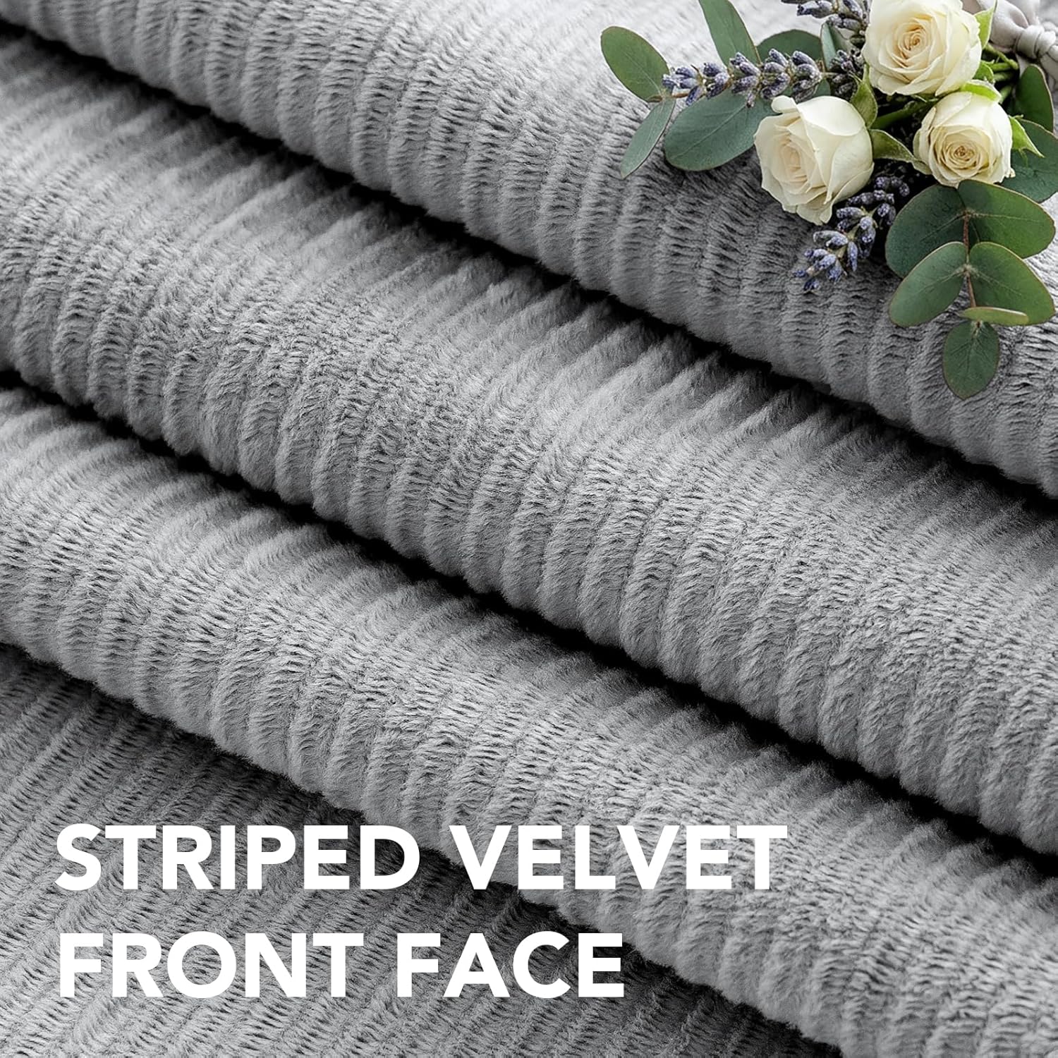 H.VERSAILTEX Velvet 100% Blackout Curtains for Living Room Full Light Blocking Curtains Thermal Insulated Room Window Drapes Soft Luxury Curtains Grommet Top 2 Panels (55" W x 108" L, Gray)