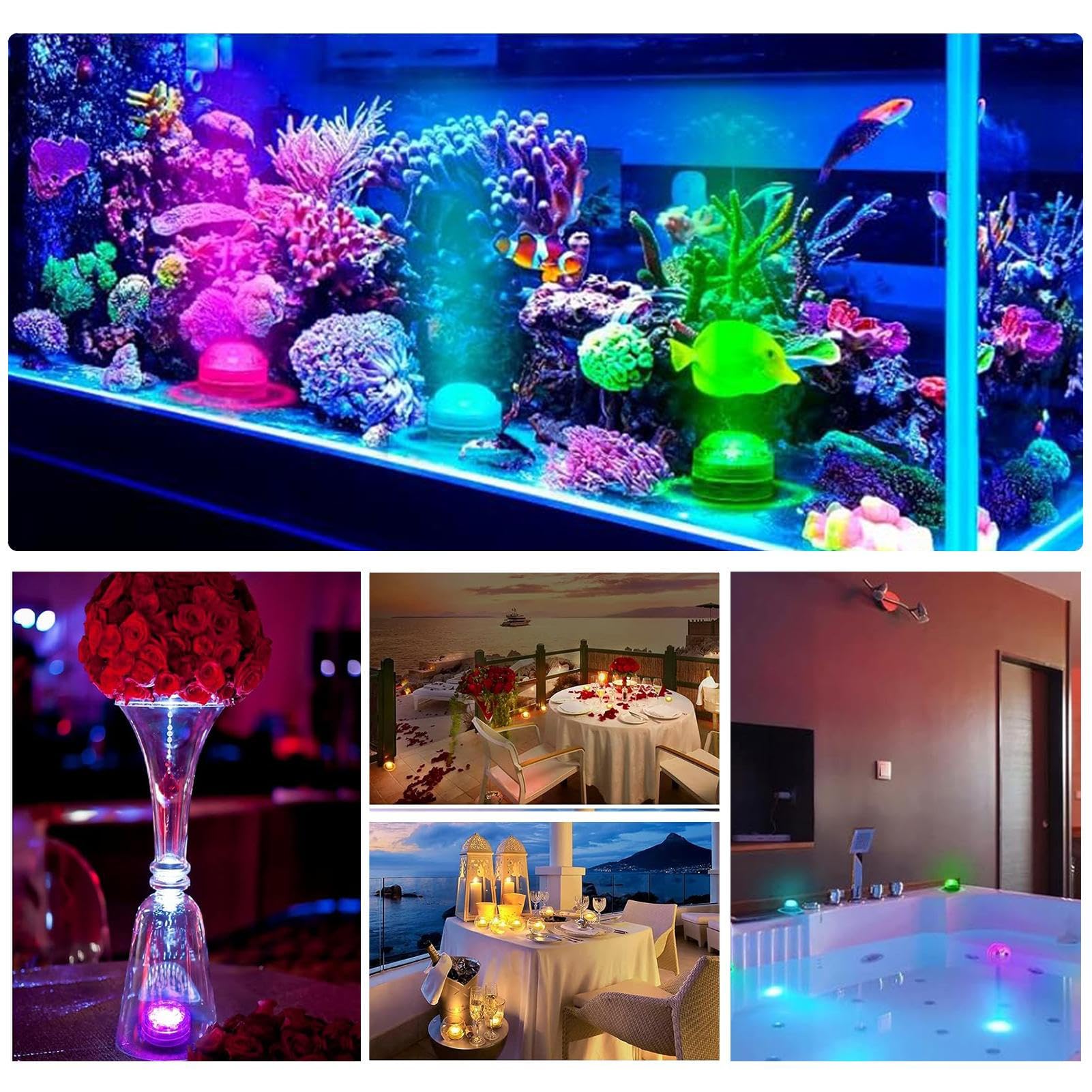Luci Sommerse Da Tè A Forma Di Pesce, LED Subacquee Con Telecomando, Colori Variabili, Impermeabili Per Piscina, Vasca, Acquario - 3