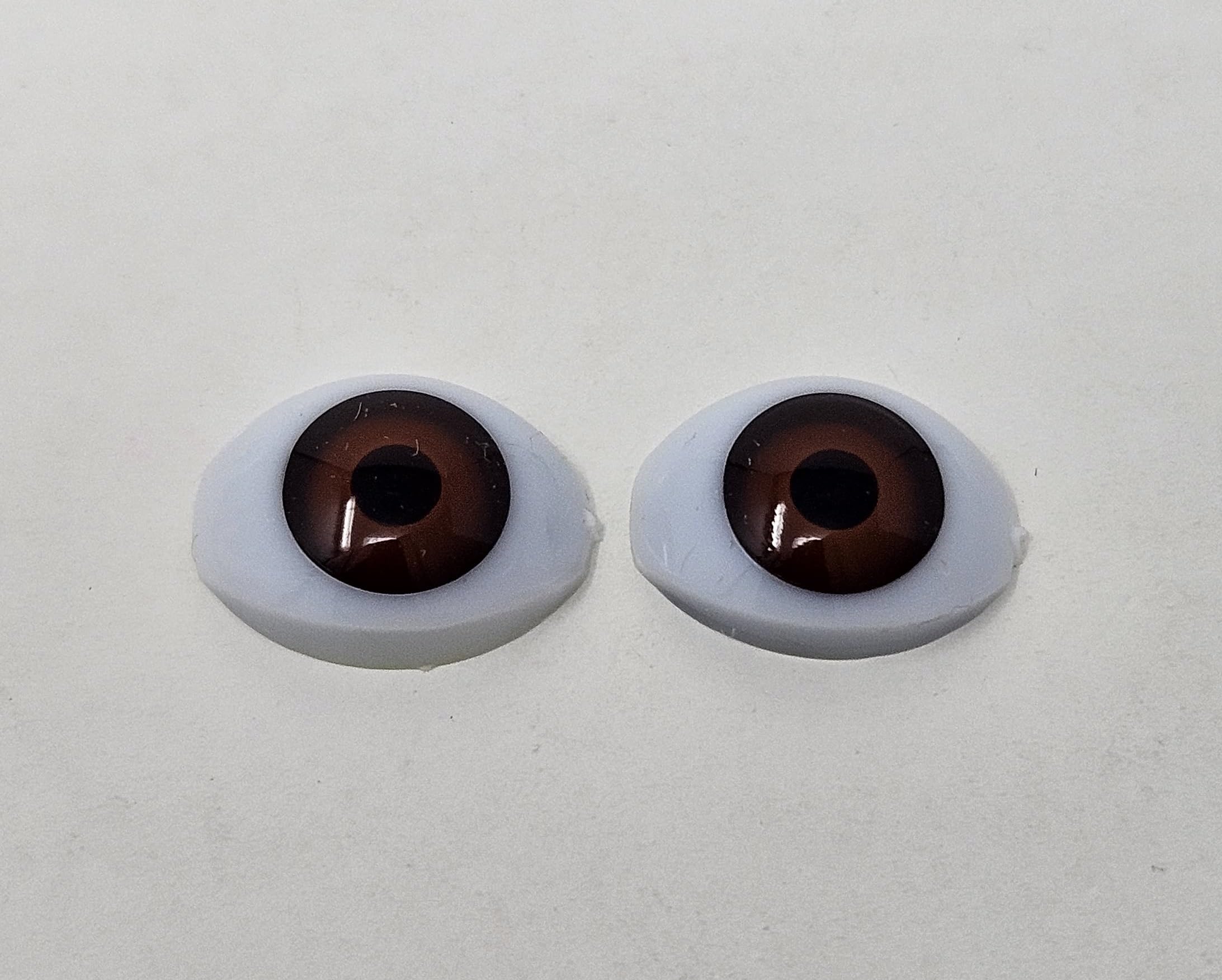 Pair of Zim's 8mm Iris Oval Realistic Plastic Human Dolly Eyes for Craft Dolls, Toys or Puppets (Pack of 4) (Brown)