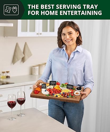 Miniatura 33 de ROYAL CRAFT WOOD Tablas de bambú extra grandes para charcutería – Juego de tablas de charcutería grande con 3 cuencos para salsa, 4 cuchillos