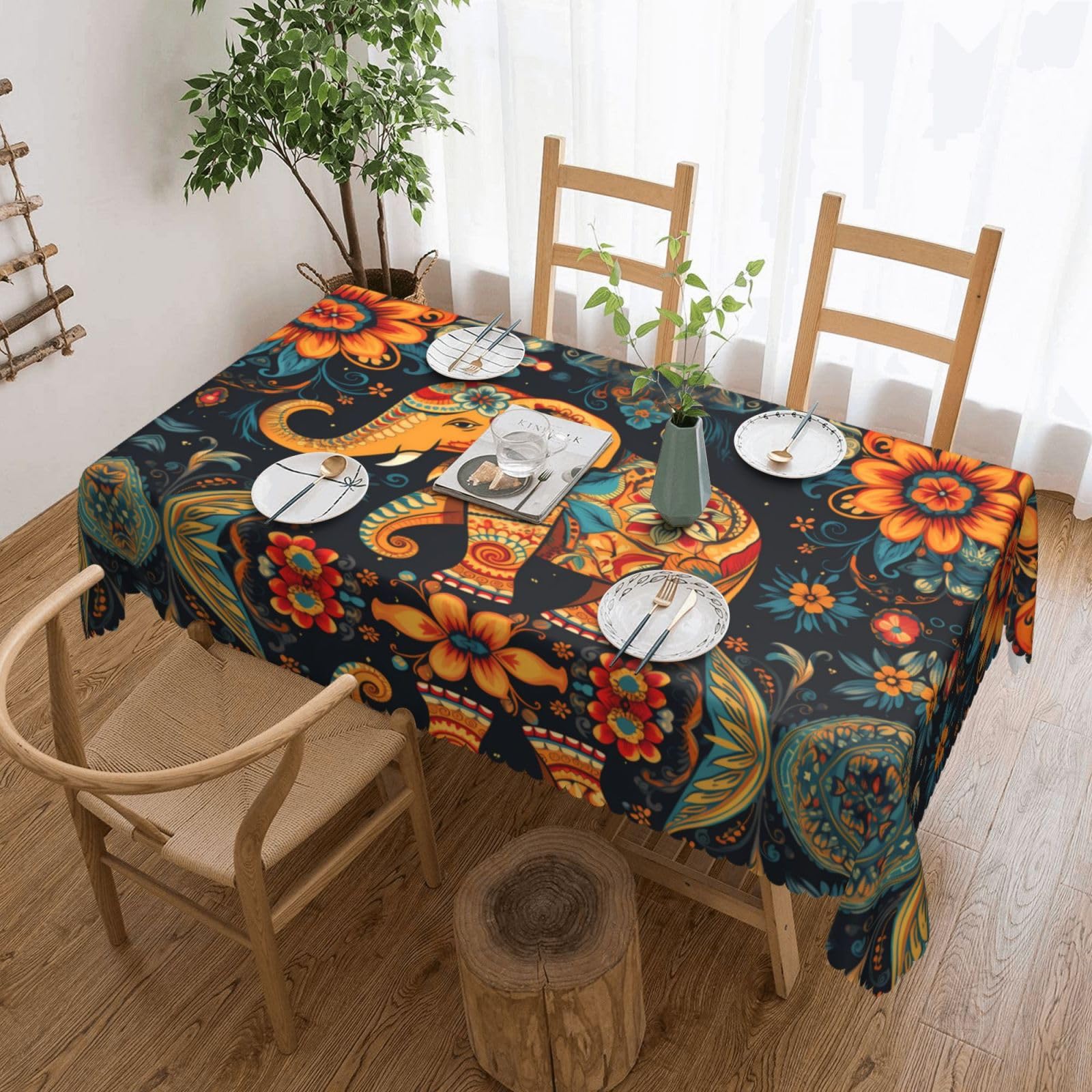 Nappe carrée anti-graisse en tissu lavable contre les taches de table