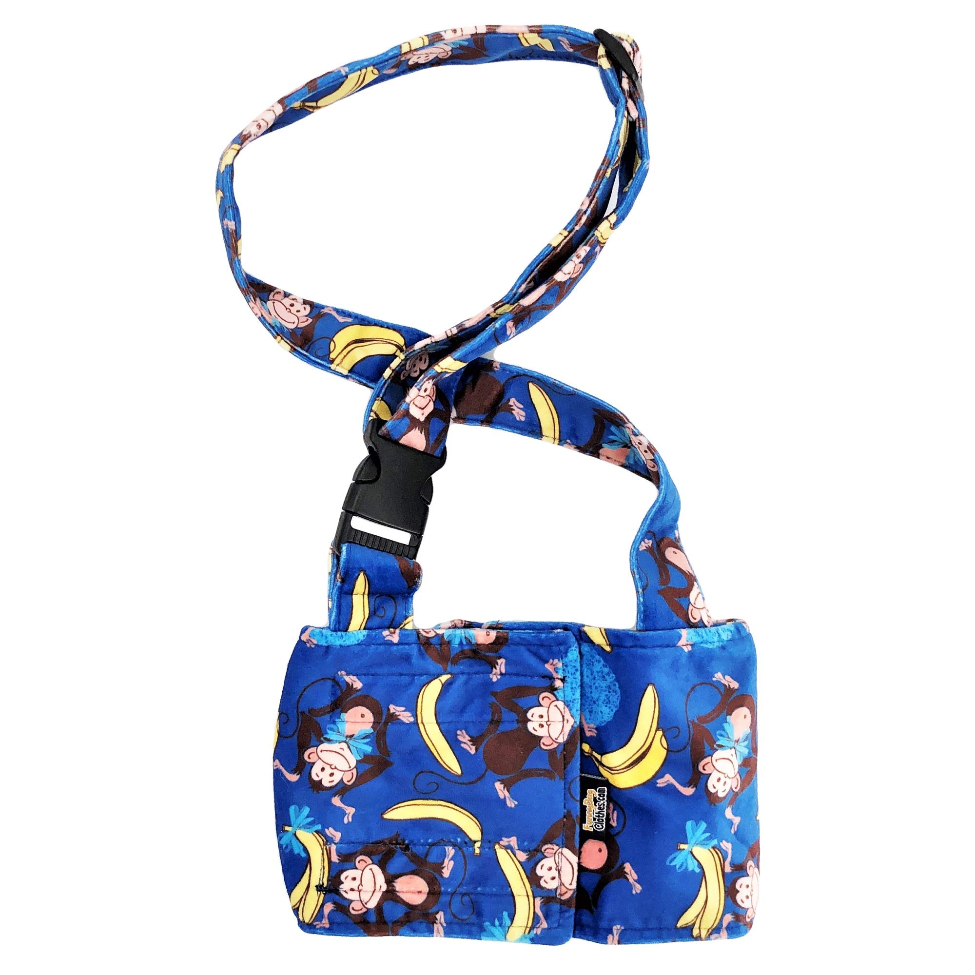Hundewindel für männliche Jungen, Bauchband, wiederverwendbar, waschbar, mit Hosenträgern, weiches Fleece (Größe M: Taille 33 cm – 40,6 cm, blauer Affe)