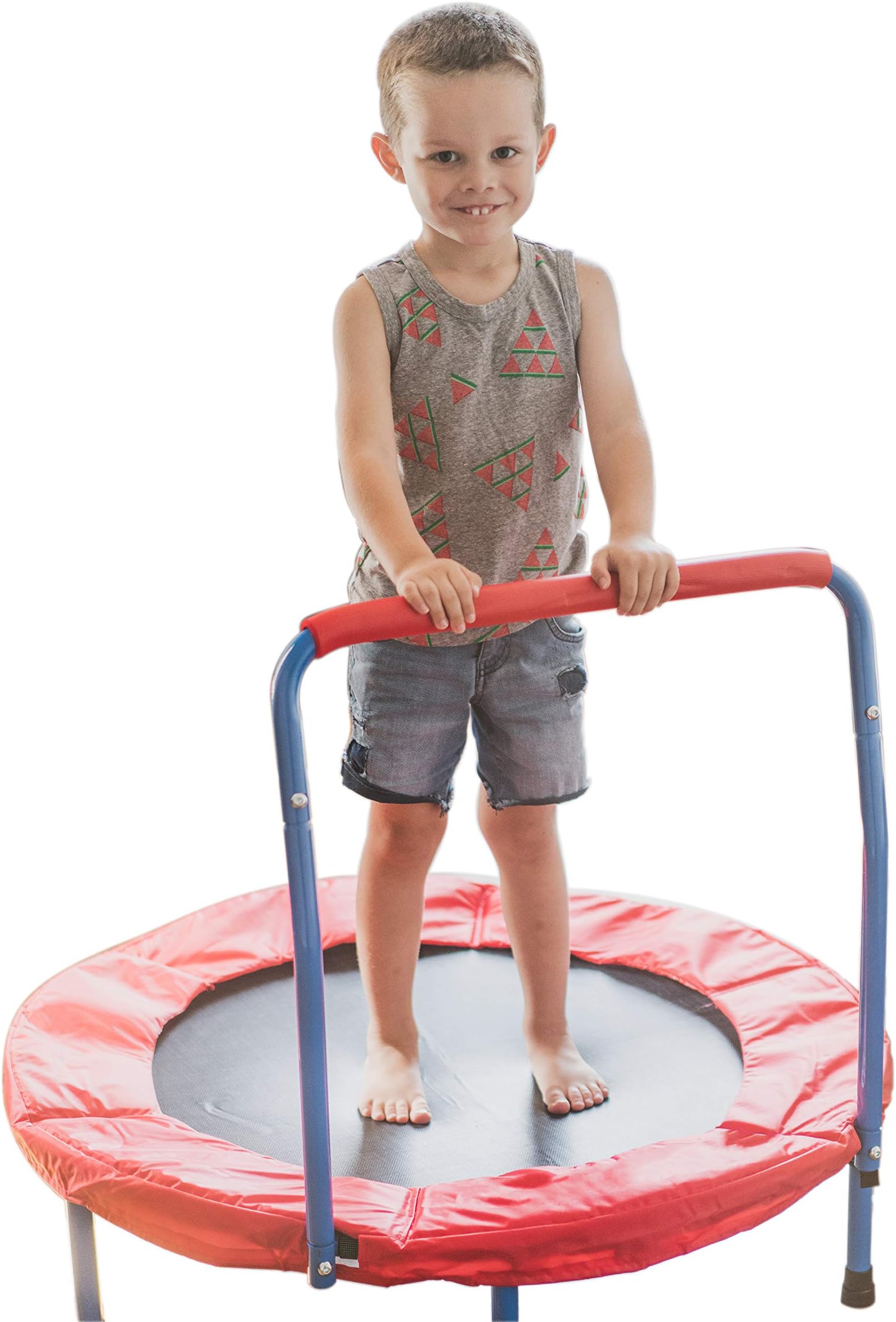 Portable Kids Trampoline with Handle - 36 Inches Outdoor or Indoor Trampoline for Kids - Sturdy Durable Ensure Safety - Build Confidence and Physical Strength Activity - Easy to Assemble Toddler Toys