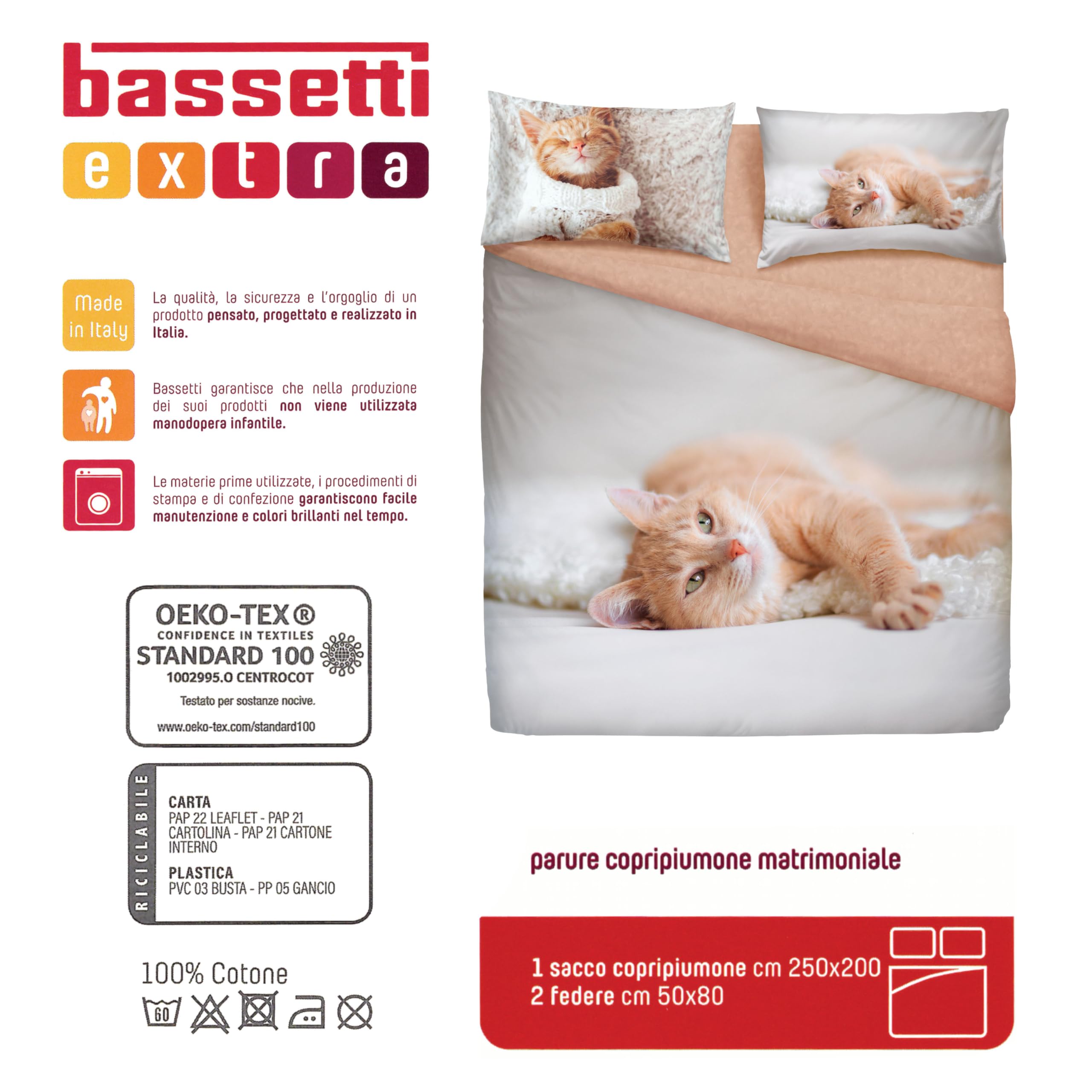 Parure Copripiumino Bassetti IMAGE Matrimoniale - Stampa Digitale Alta Definizione, 100% Cotone, Made In Italy