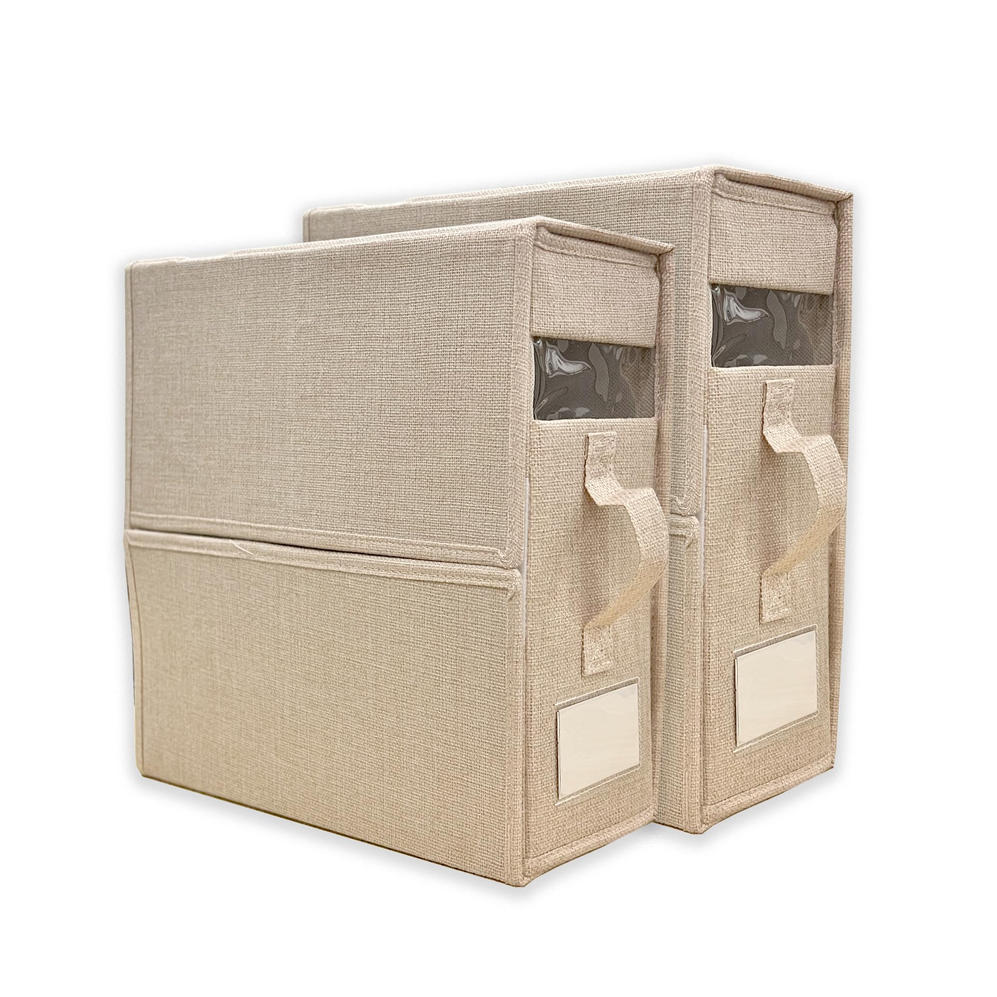 DYNAIZER Linen Closet Organizers and Storage for Bedding Storage, Folding Sheet Storage Organizer with Visible Window - Bedsheet Organizers for Blanket, Bedsheet, Duvet Cover, Pillowcases (Beige)