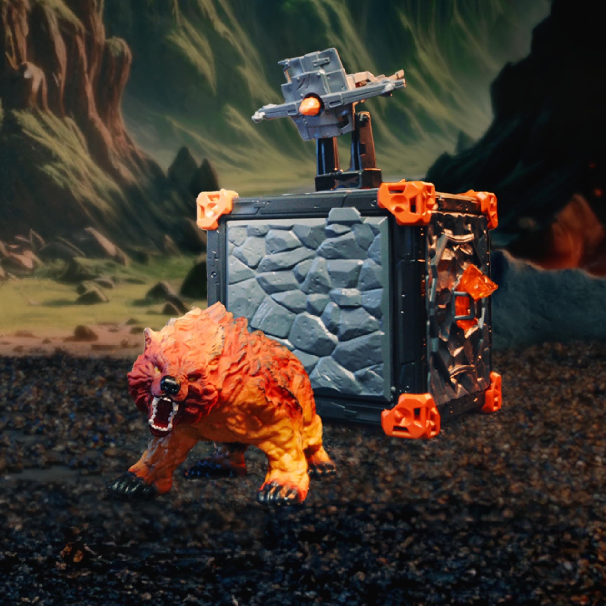 schleich ELDRADOR | BattleCave Ours de Lave 42732 | dès 6 Ans | 31 pièces | Coffret avec caverne, monstre et cristal | fonction de tir et piège articulé | cavernes empilables pour arène