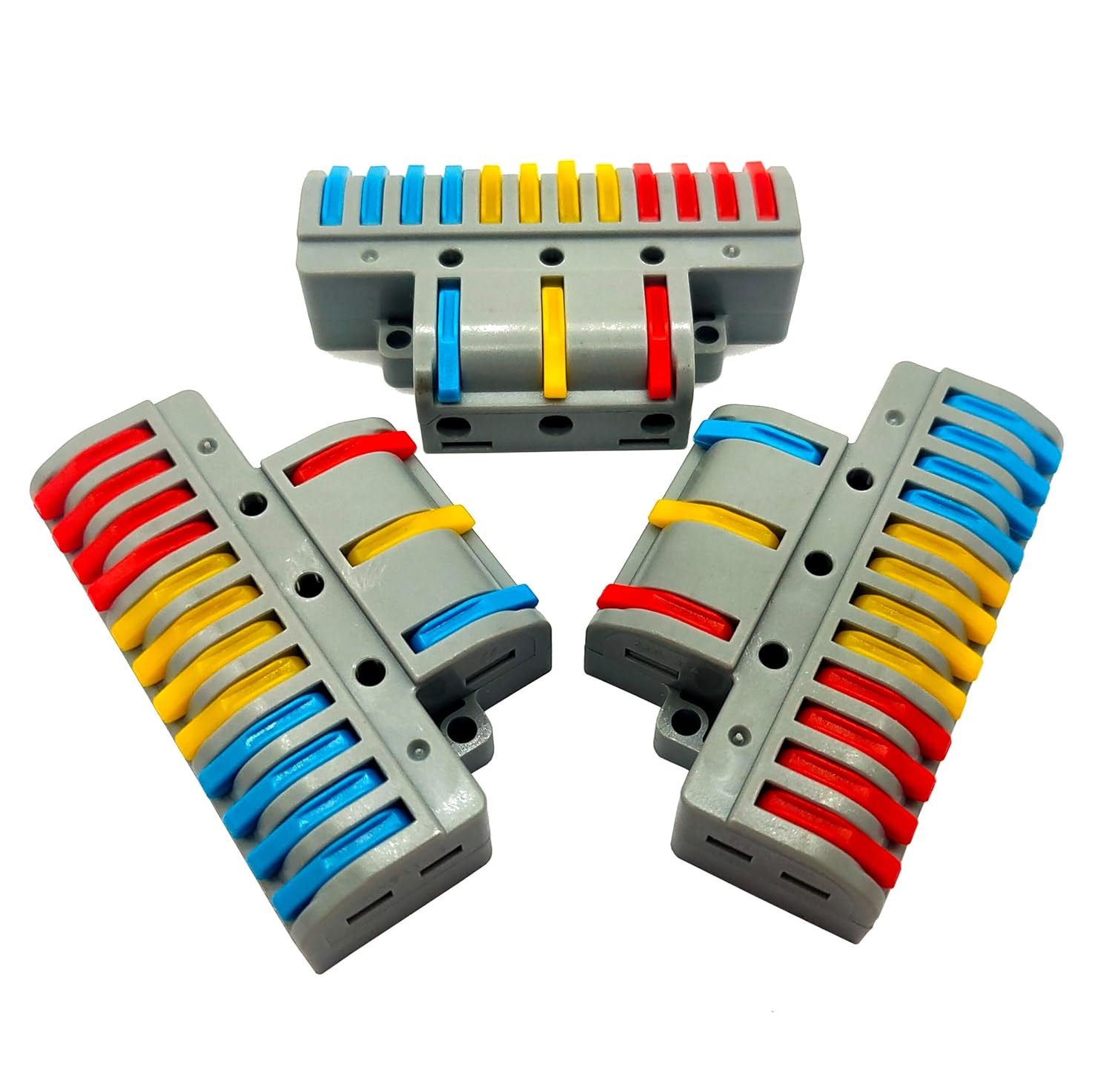 Wire Connectors, 3 Pack Compact Lever Wire Nuts Connectors Wire Terminals 3 in 12 out for Quick Connect 28-12 AWG (3 in 12 out)