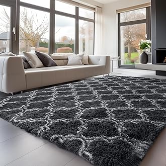 Sour Lemon Rugs Living Room 200x300cm, Grey Area Rugs for Bedroom, Washable Anti Slip Extra Large Shaggy Soft Rug Fluffy Modern Floor Carpets Mat Beside Carpet for Kids Living Room