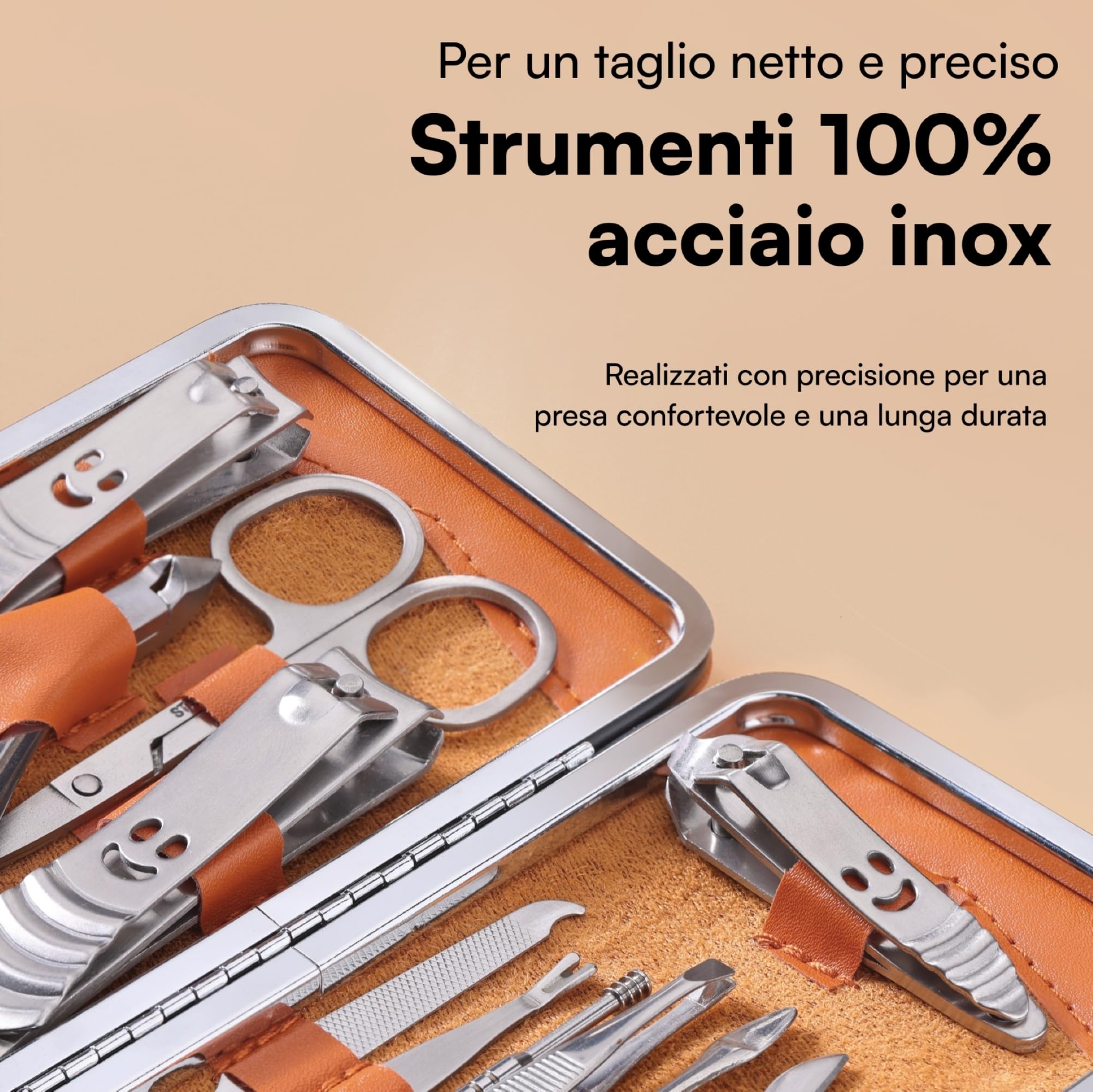 H&S Set Tagliaunghie - Set Manicure Professionale - Kit Tagliaunghie e Pedicure - Kit Unghie Uomo Donna - 16 pcs Acciaio Inox - Taglia Unghie Mani Piedi - Include Custodia da Viaggio