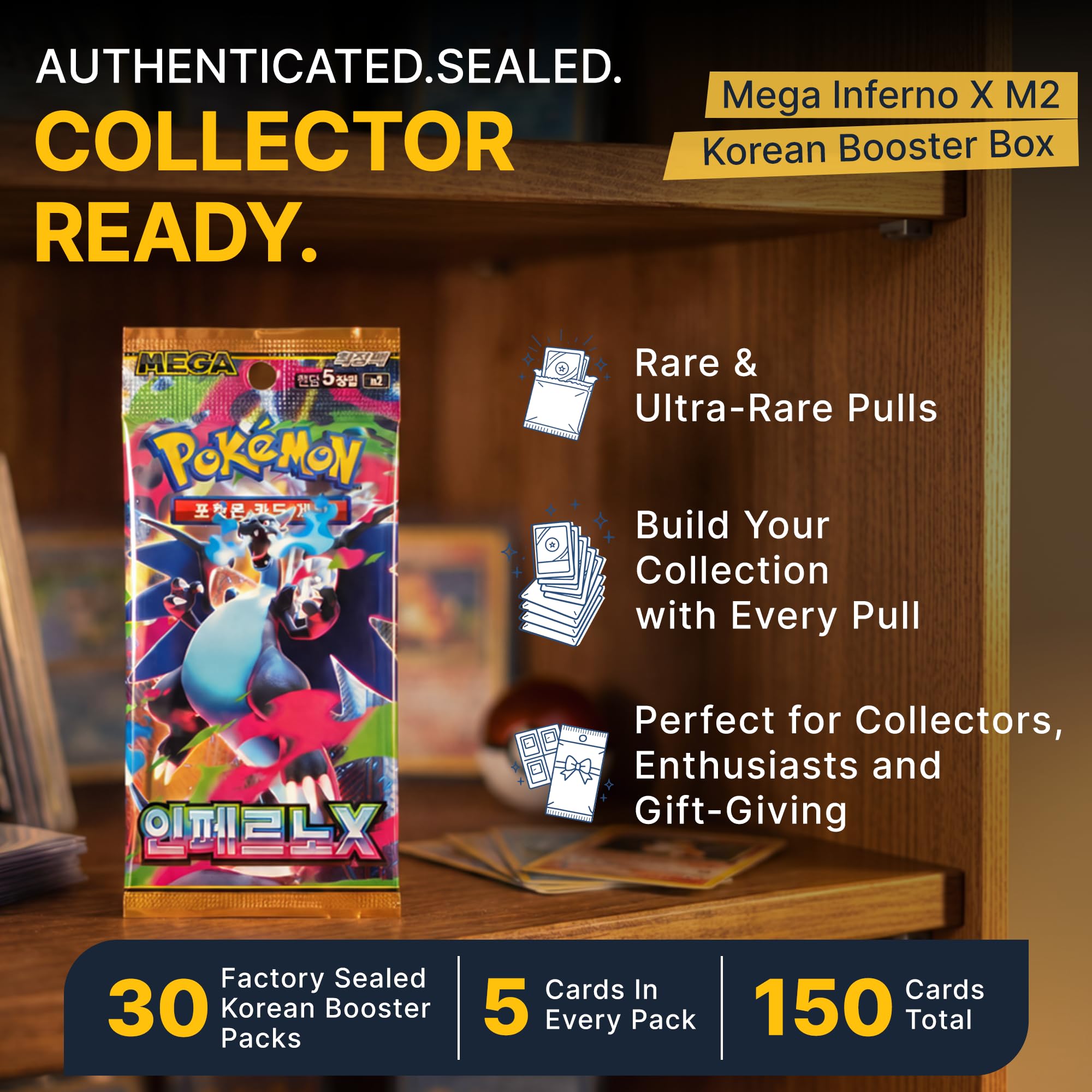Pokemon TCG Mega Inferno X.M2 Fiamme fantasmali coreane Booster Box | Carte Pokémon coreane | Serie Mega Evolution | 30 buste booster (5 carte per confezione) | Titan Authenticated