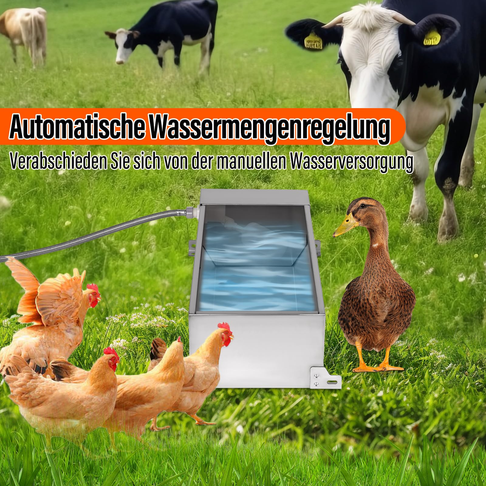 Tränkebecken mit 1/2 Zoll Schwimmerventil, Automatisches Ziegentränkebecken aus Edelstahl für Rinder, Pferde, Schafe, Hunde und Geflügel Tränken Viehbedarf