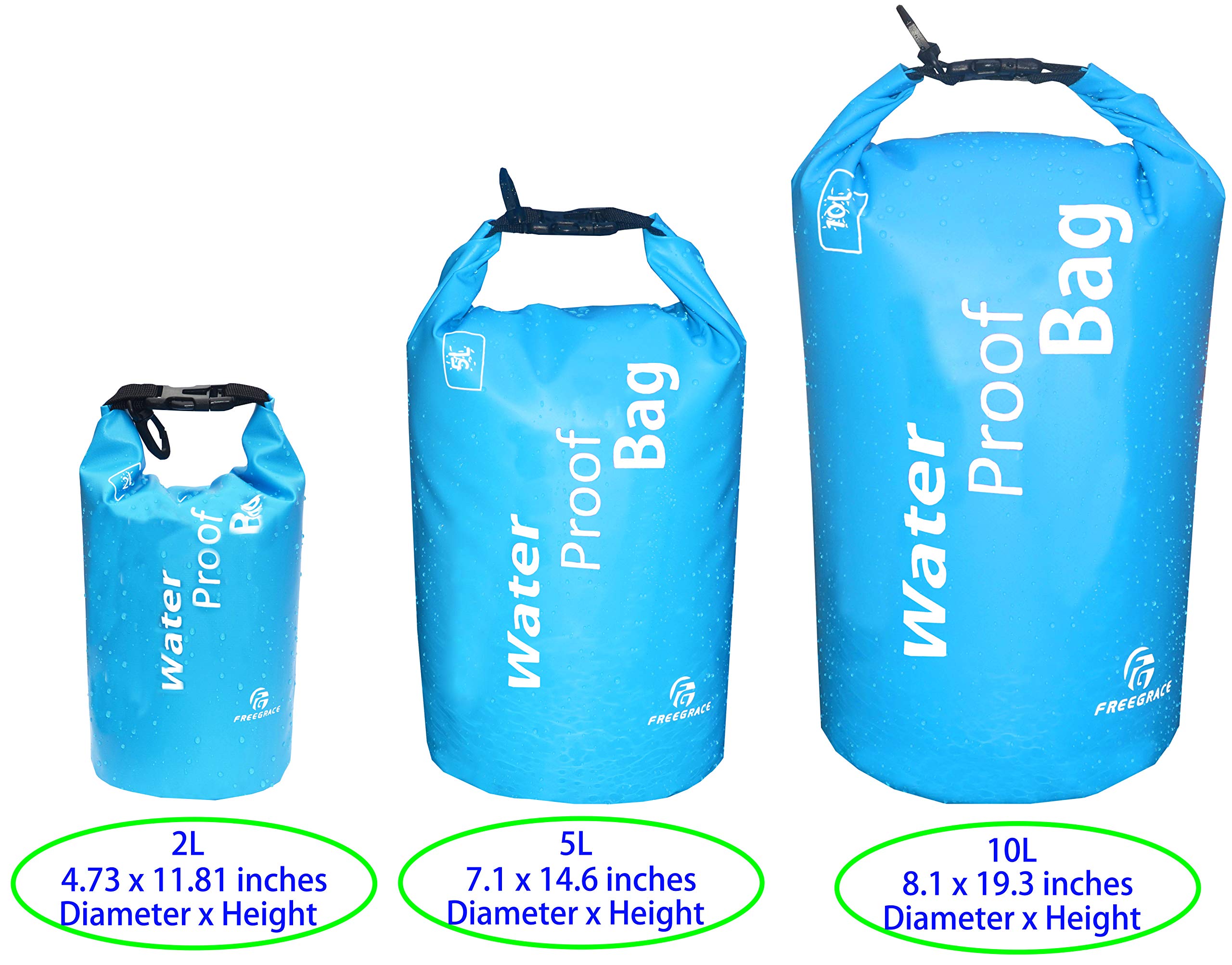 Freegrace Bolsa de Secado Ligera y Funda para teléfono (Juego de 2) – Mantiene seco tu Equipo para Kayak, Playa, Rafting, canotaje, Senderismo, Camping y Pesca