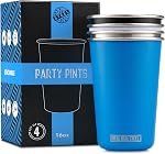 Real Deal Steel Pintes de fête: 16 oz tasses à pinces, gobelets empilables, verres à boire en métal de qualité supérieure éco-friendly
