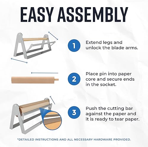 Vista 7 de Bryco Goods Dispensador y cortador de rollos de papel de 24 pulgadas, para montar en la pared y antideslizante, marco de acero de alta resistencia