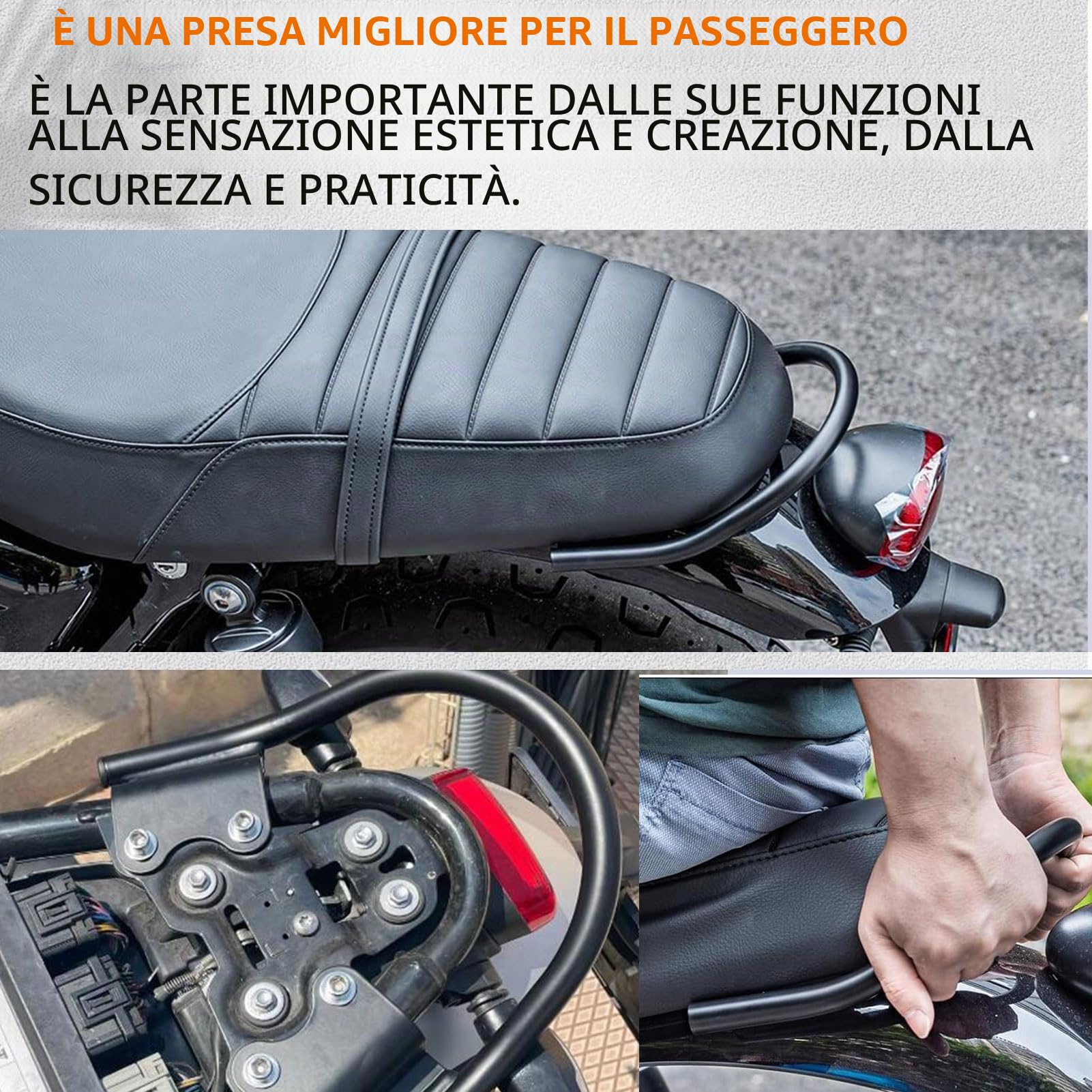 Maniglie per barra di sostegno per sedile posteriore passeggero, maniglia per bracciolo del sedile, portapacchi adatto per Street Twin 900 2016-2023 Speed ​​Twin 900 Accessori 2023-2024