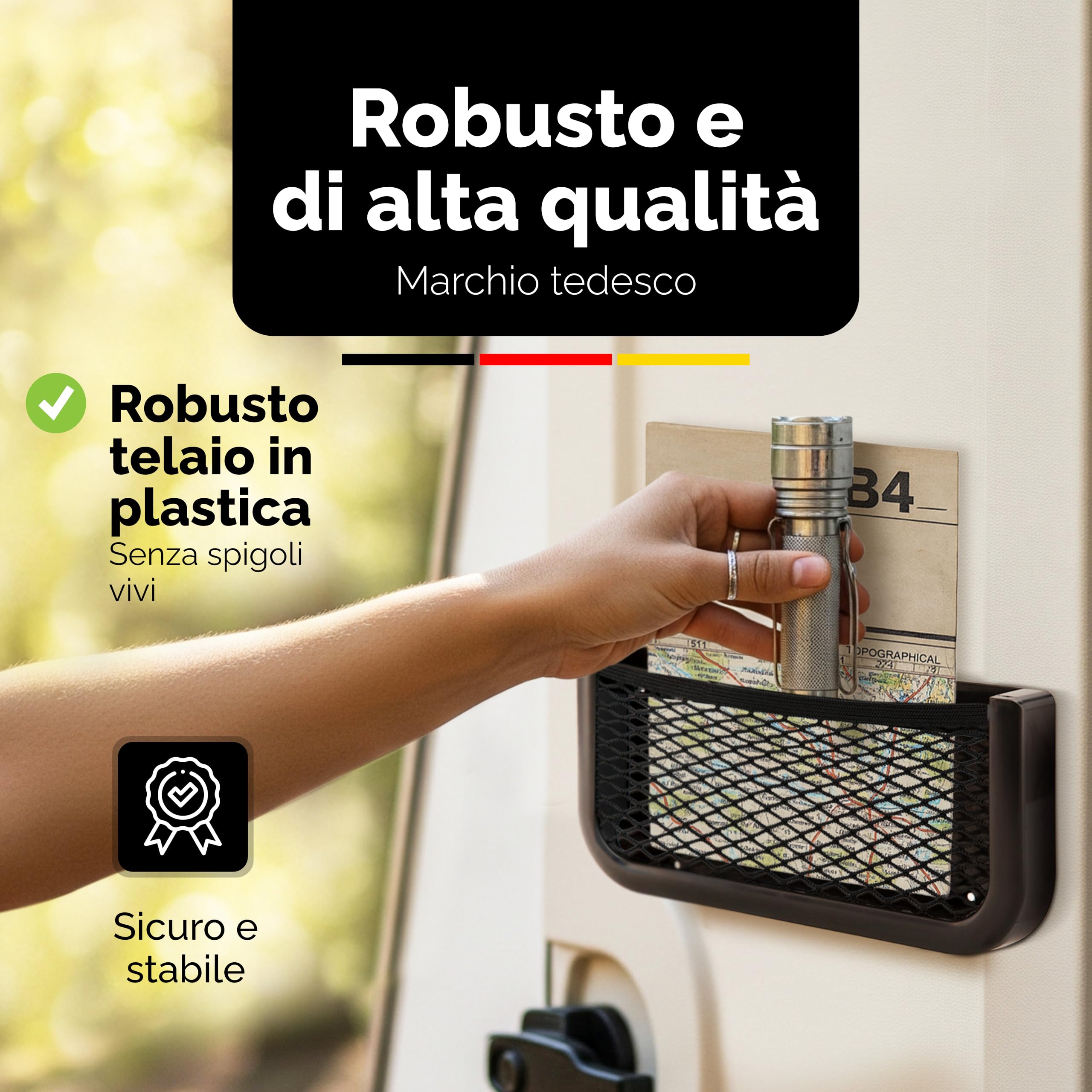 Vicera Rete Portaoggetti per Camper e Roulotte - Rete Portaoggetti in Plastica Robusta ed Elastica - Materiale di Montaggio Incluso