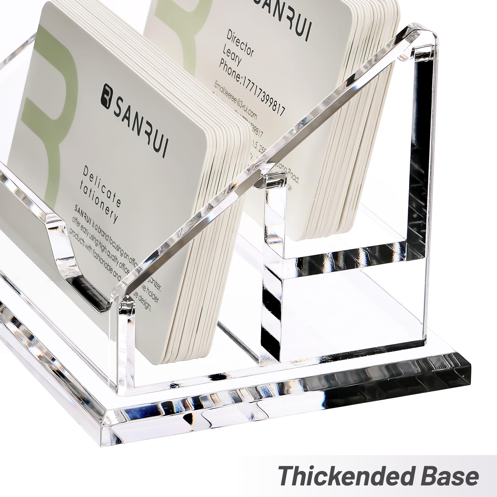 SANRUI Présentoir horizontal pour cartes de visite en acrylique transparent, 2 niveaux et 2 emplacements, peut contenir 120 cartes SANRUI Présentoir horizontal pour cartes de visite en acrylique transparent, 2 niveaux et 2 emplacements, peut contenir 120 cartes