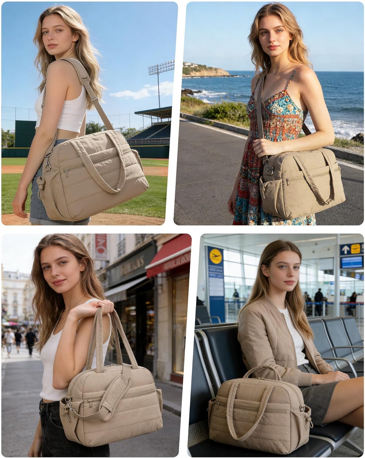 Urbanstand Gym Bag for Women, Lightweight Duffle Bag for Travel with Wet Pocket, TSA Friendly Carry On Duffel Bag for Weekender, Sports, Work, Yoga, Fitness - Brown