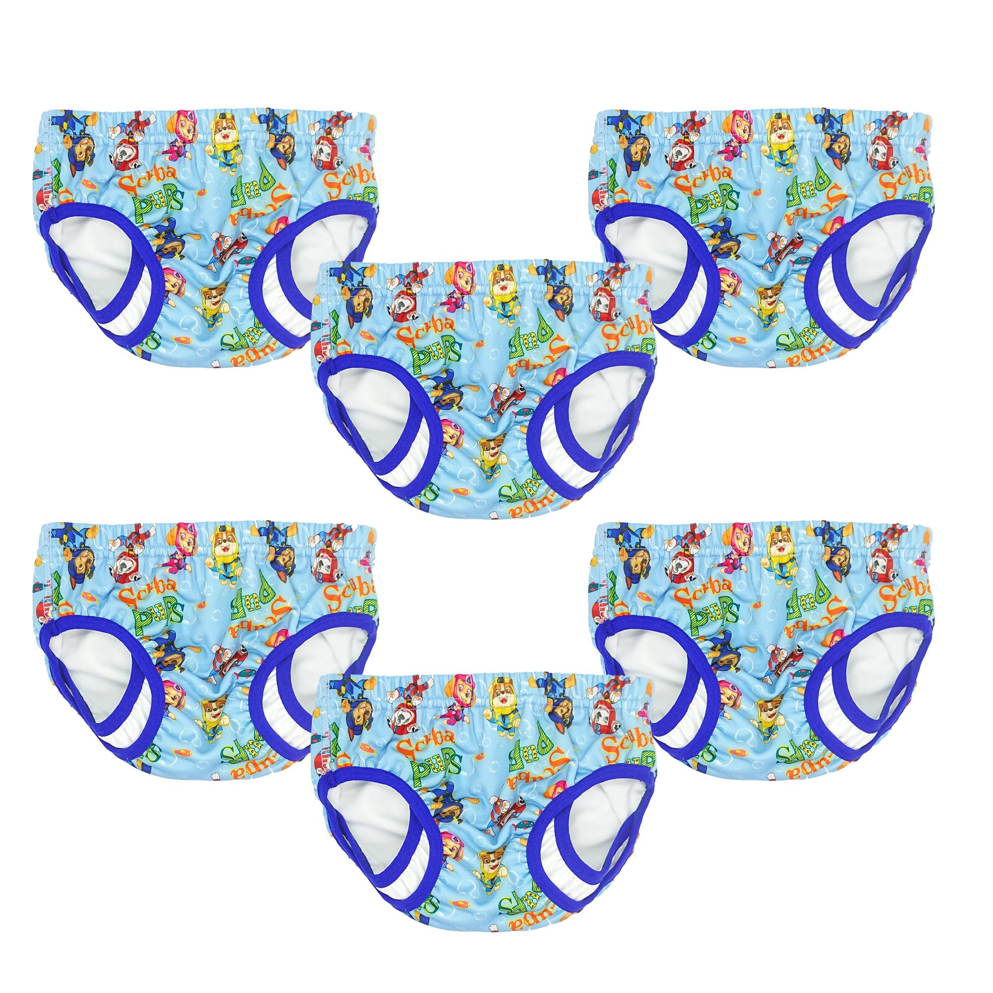 Paw Patrol Swim Pants, Reuseable Swim Nappies, Multi Pack Babies & Toddler Range, Lightweight Washable Leak Guard, Pull Up Stretch Waist, 85% Polyester, 15% Spandex (Blue, XS, 6, Count)