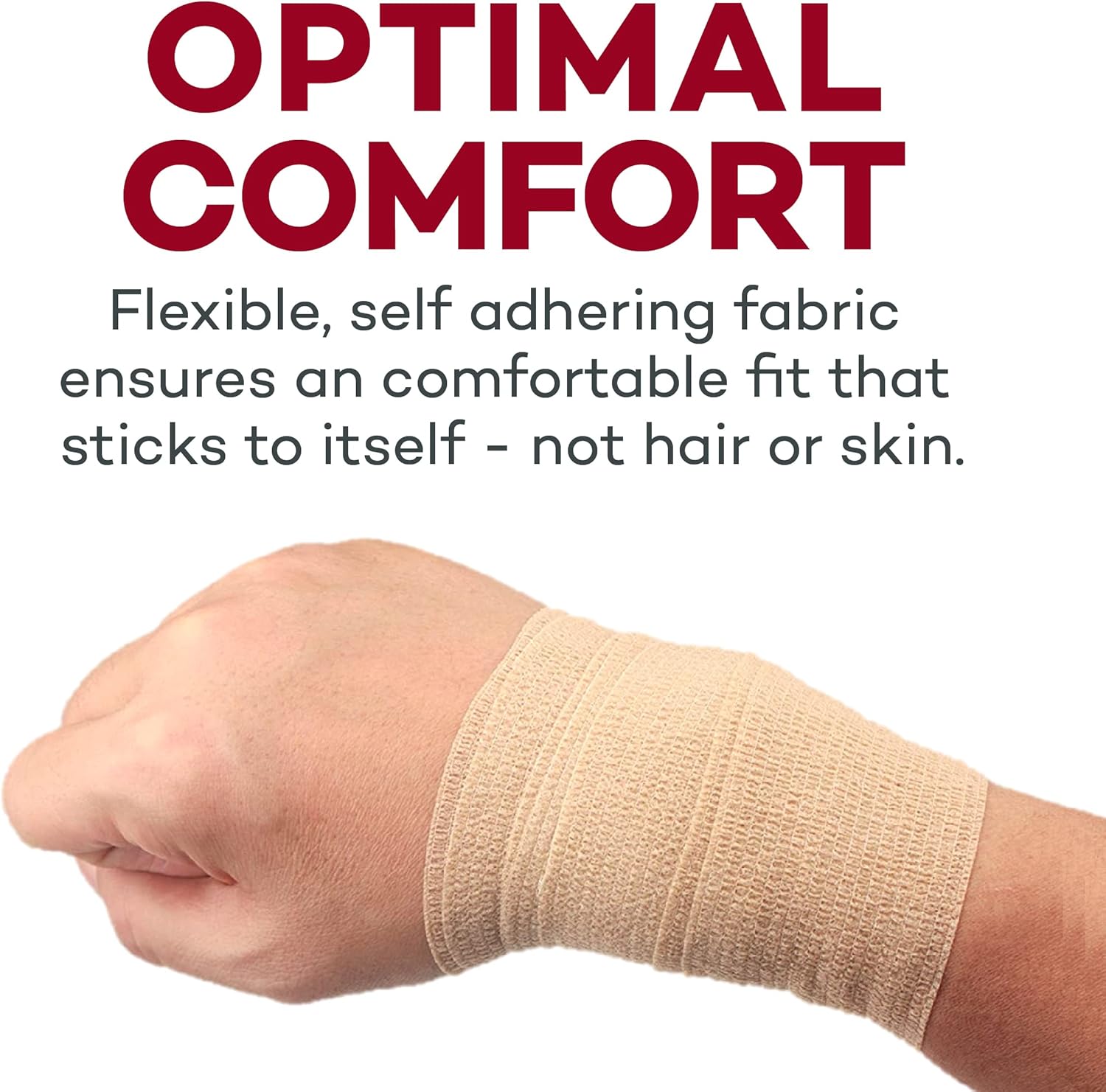 Dealmed Non-Adherent Cohesive Bandage Wrap – 2" x 5 Yards, Case of 216 Non-Woven Breathable Self Adherent Wraps for First Aid Kits, Athletics, Swelling, Sprains, Animal Wraps, Tan