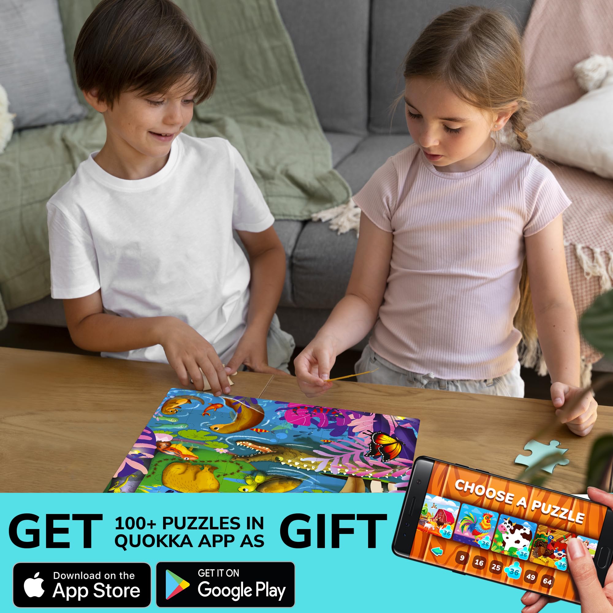 QUOKKA Rompecabezas para Niños Pequeños De 4-6 Años - 4 Rompecabezas De 48 Piezas 3-5 Años - Educativo De Insectos, Animales Africanos, Amazónicos Y Marinos 2-4 - Juego para Niños Y Niñas 4-8