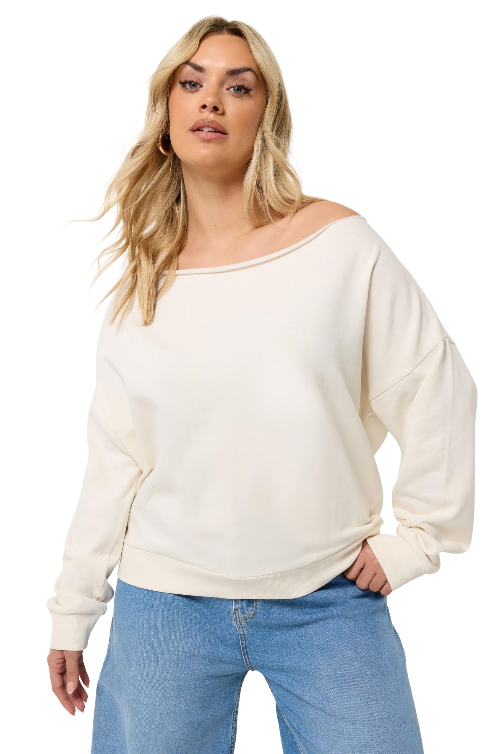 Yours Women's Ivory Off Shoulder Sweatshirt In | : 22/24