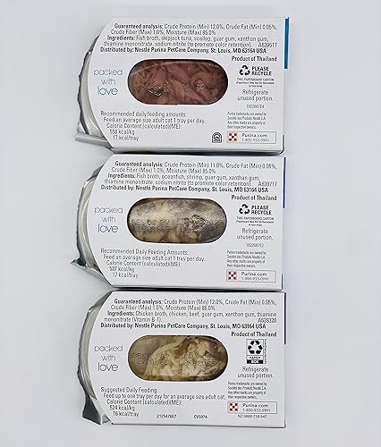 Miniatura 4 de Fancy Feast - Paquete variado de aperitivos y caldo  2 de cada uno de vieiras de atún, pollo y carne de res, pescado marino con camarones  3 cada